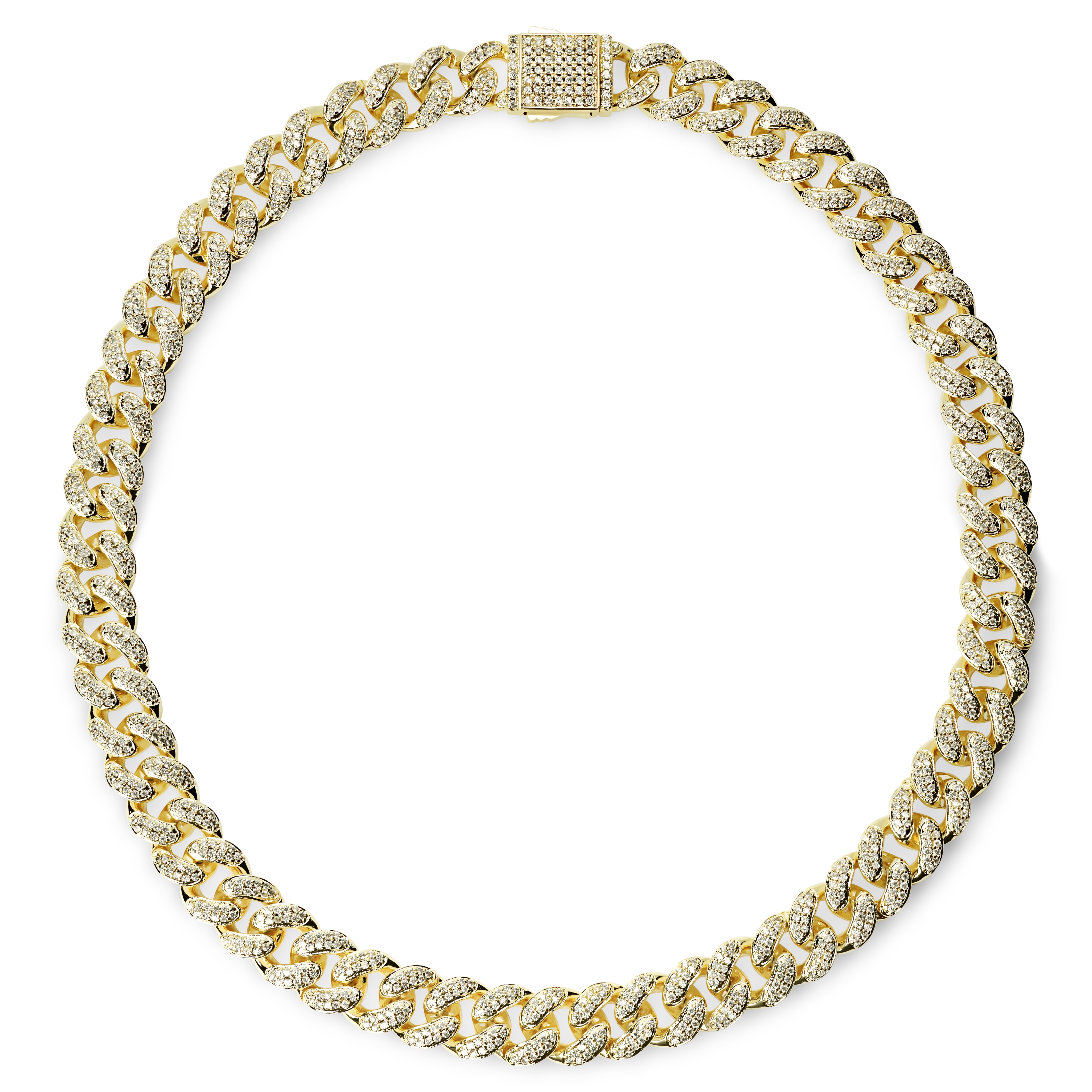 Nicos | 12 mm Iced Gold-tone Cuban Chain Zirconia Necklace - 2