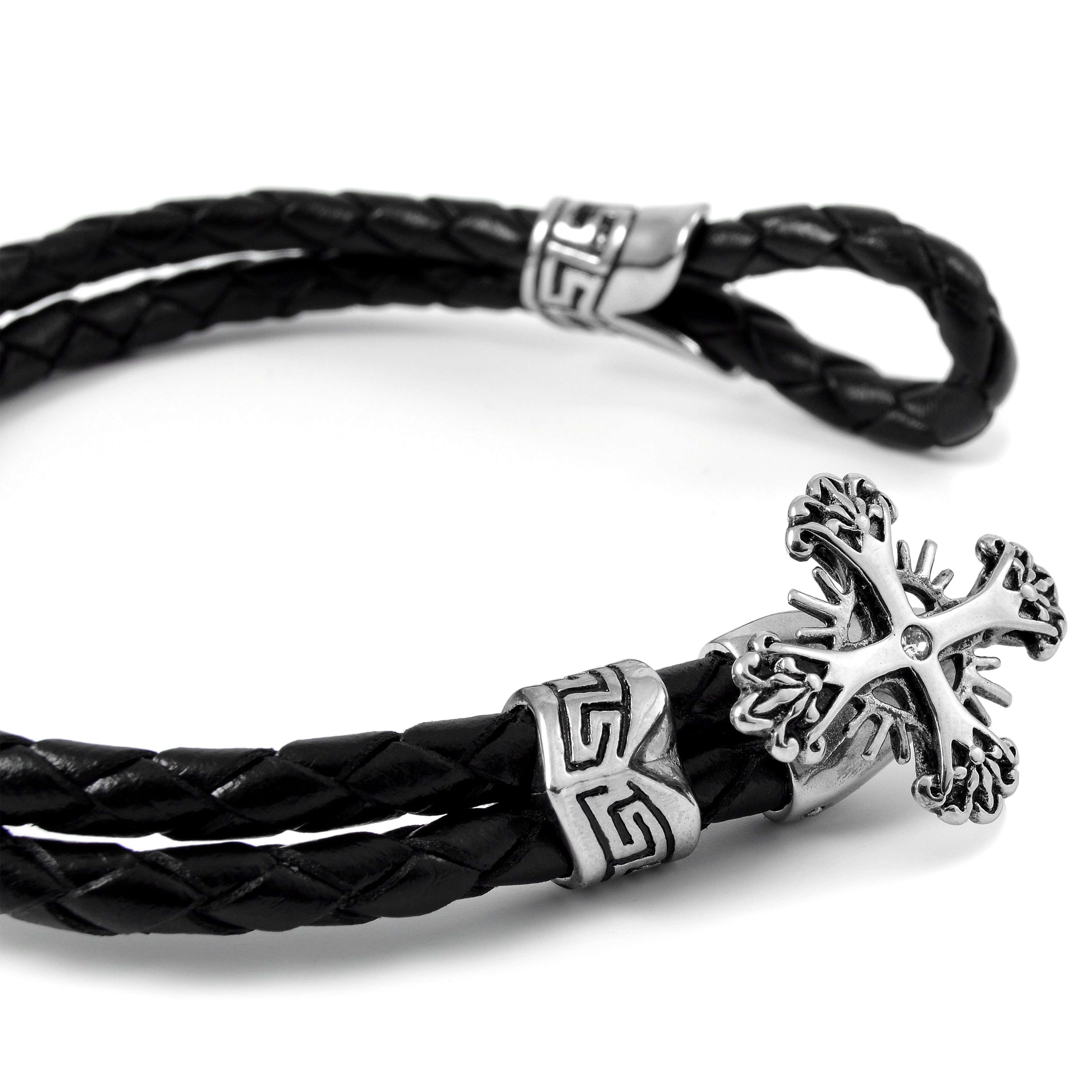 Cross Double Bolo Leather Bracelet | In stock! | Fort Tempus