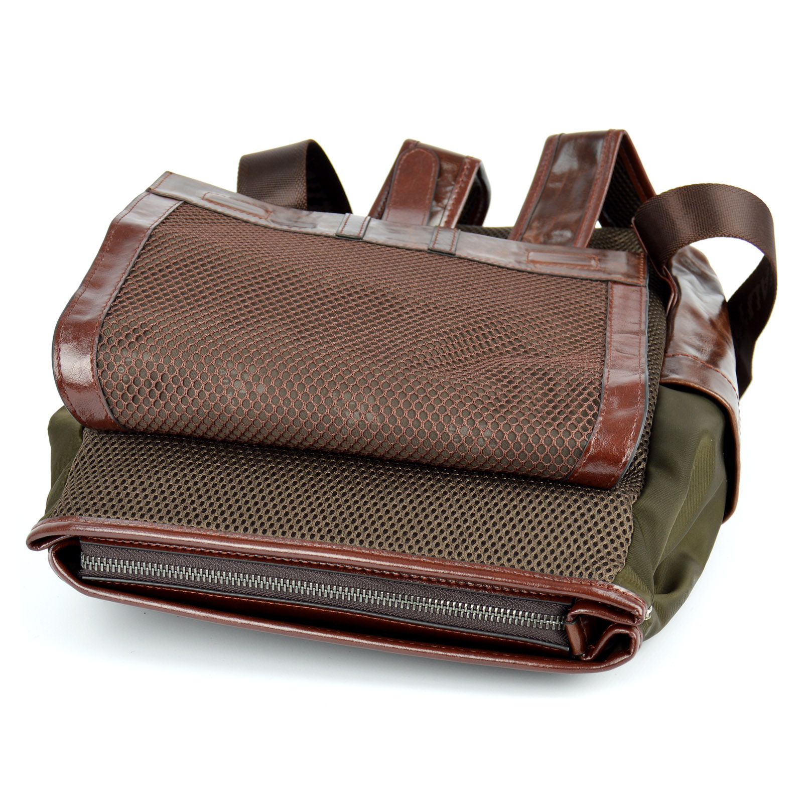 Brauner Nylon & Leder Rucksack - 8