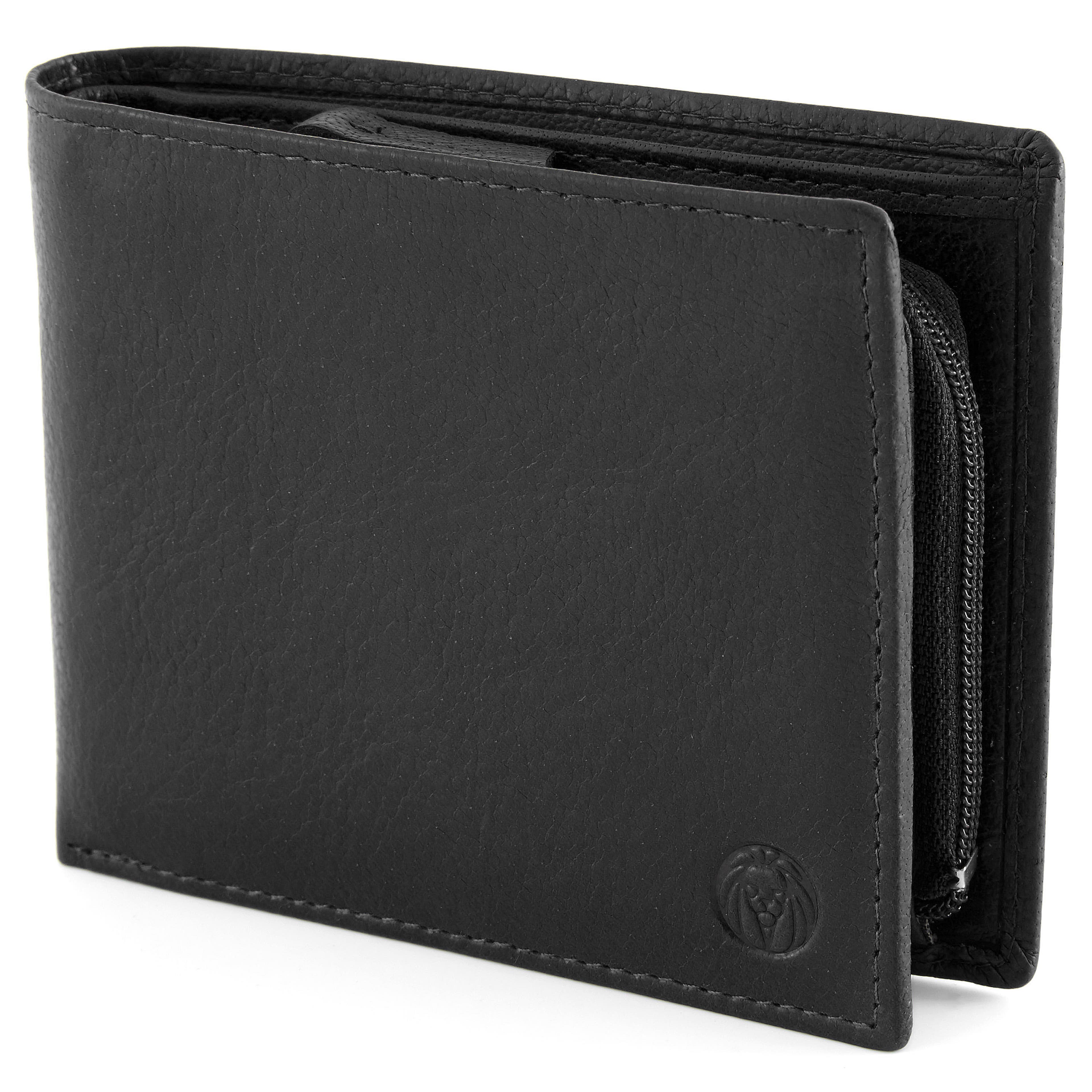 Black Inside Zip California Leather Wallet
