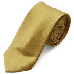 Едноцветна лъскава златиста вратовръзка 6 см