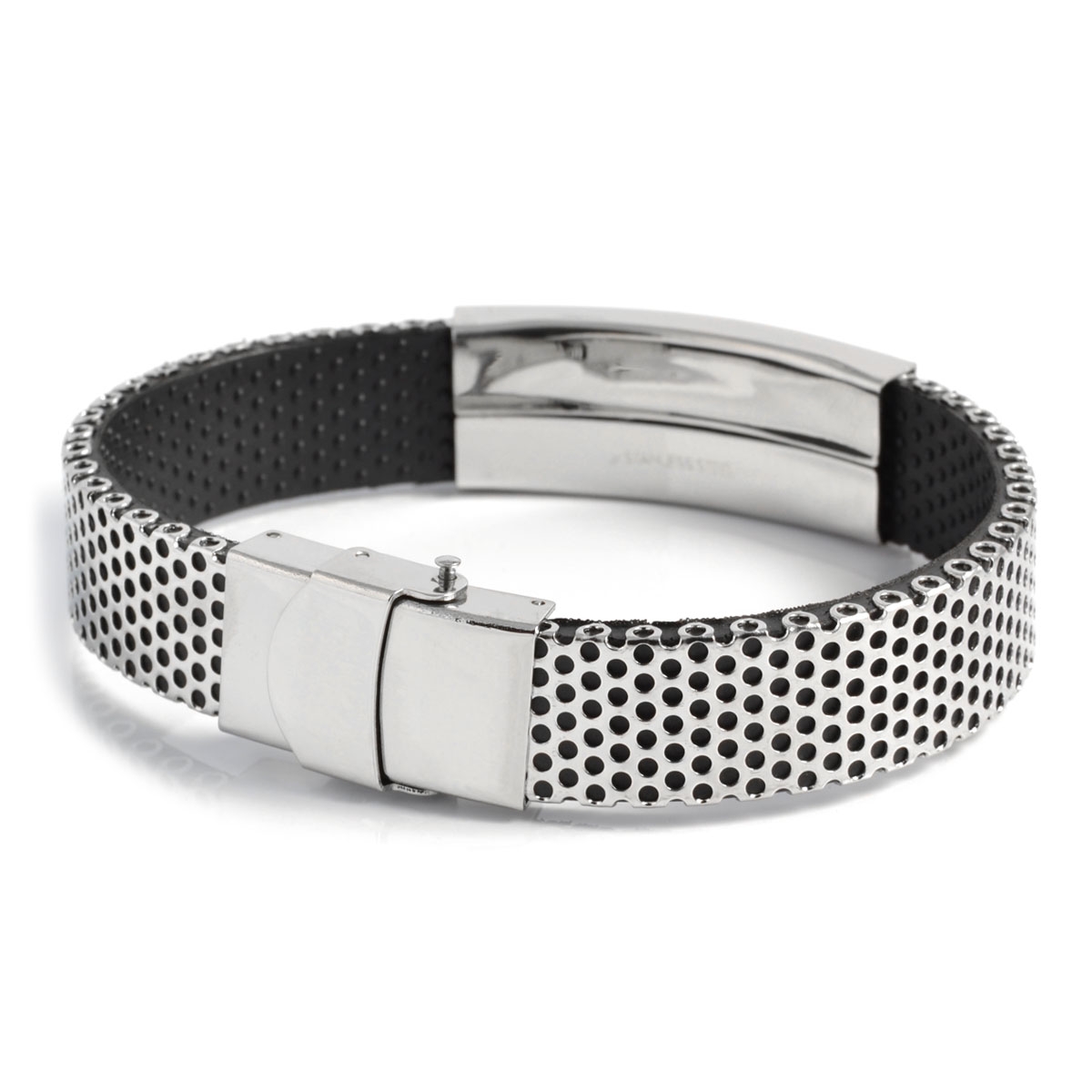 Unikt Gummidetalje Kors Stålarmbånd - 2