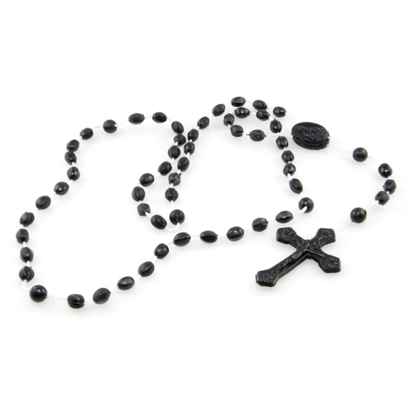 Sort Plastik Rosenkrans Halskæde - 1