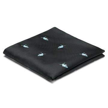 Black Double-Sided Pocket Square with Sharks
