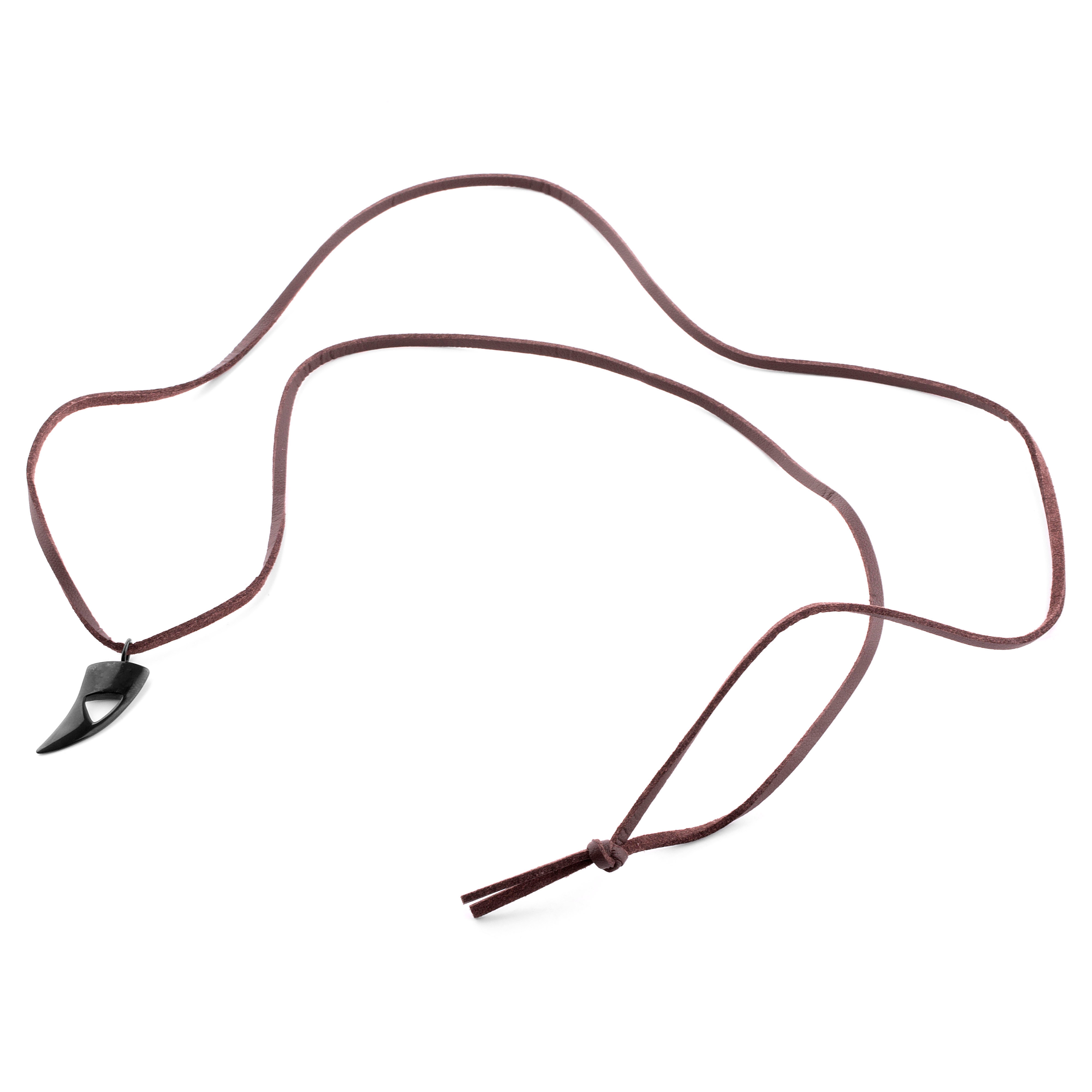 Black Cutout Leather Iconic Necklace - 3