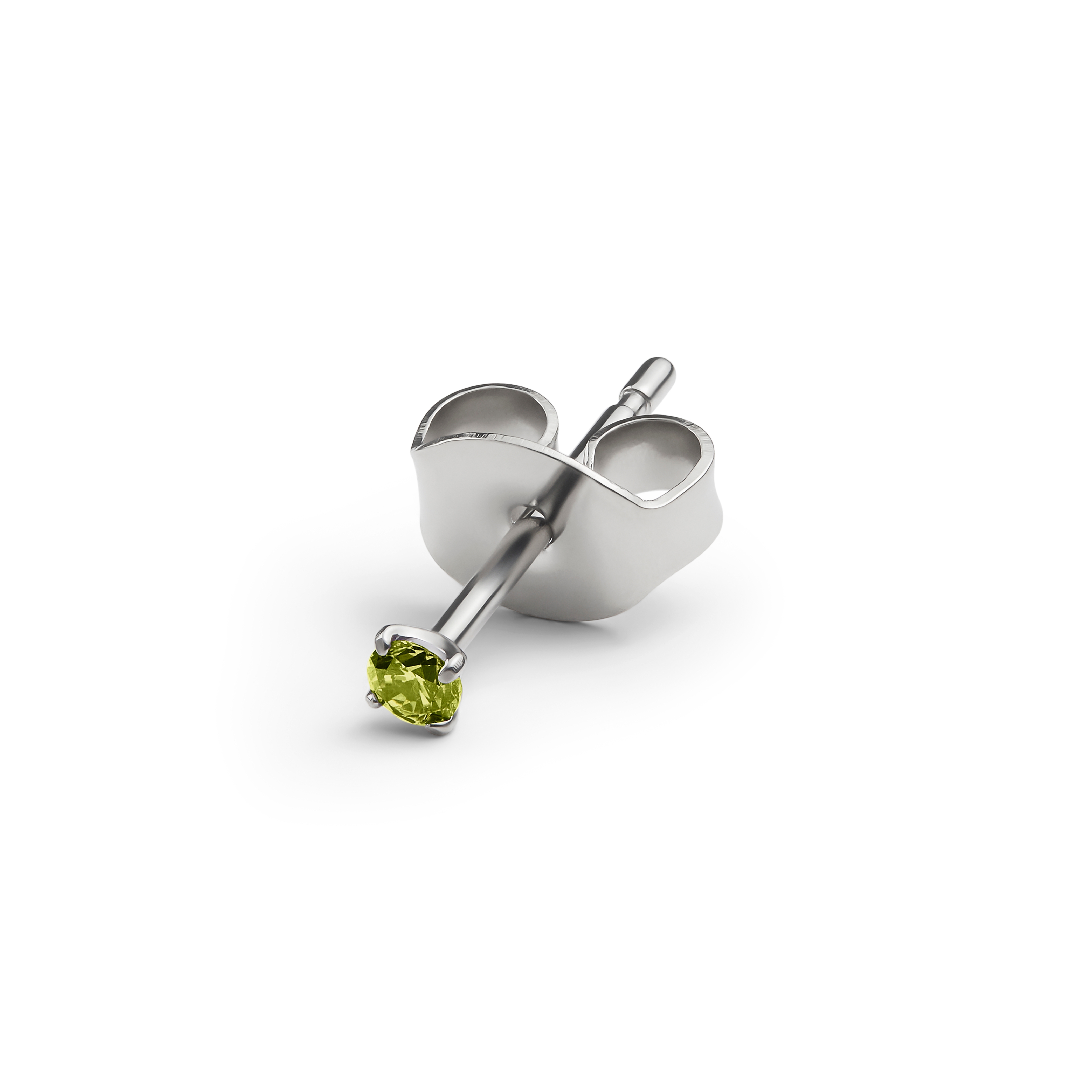 Aura | Clou d'oreille en titane avec zircone vert lime - 2 mm - 1