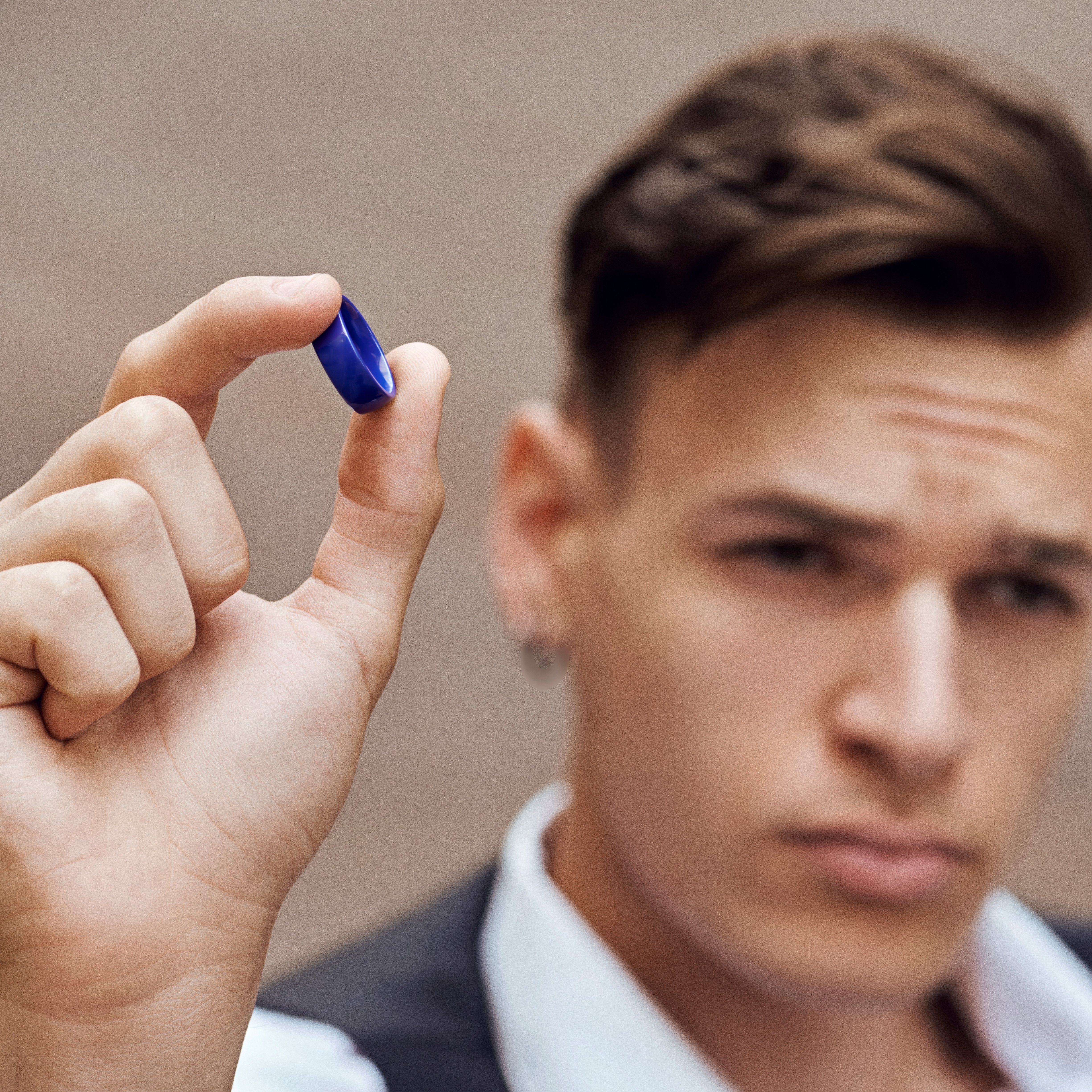 Polished Blue Ceramic Ring  - 2