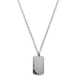 Silver-Tone Stainless Steel Scratch Dog Tag Cable Chain Necklace