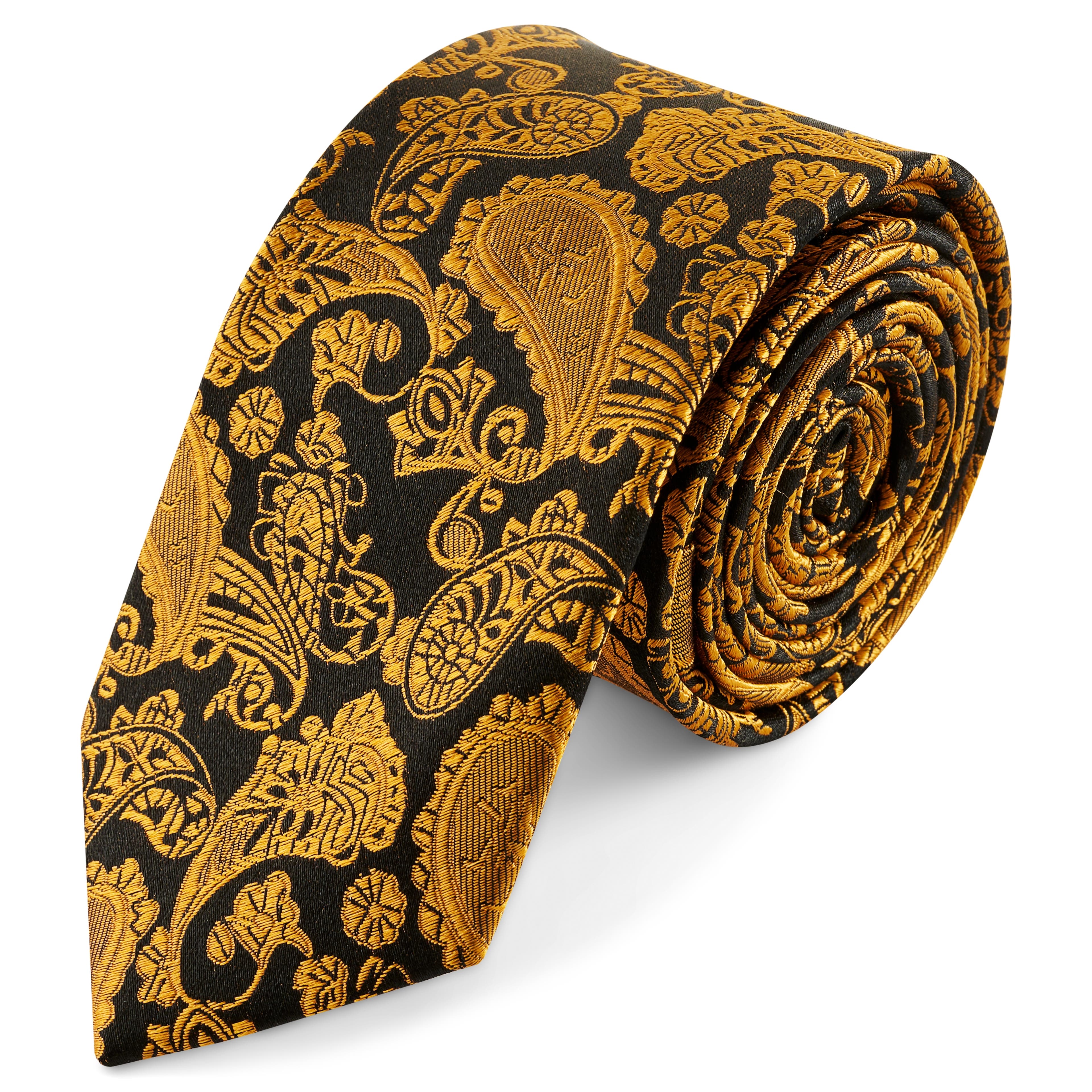 GOLD & BROWN PAISLEY Pattern Silk Necktie | 6 cm GOLD & BROWN PAISLEY Pattern Silk Necktie | 6 cm