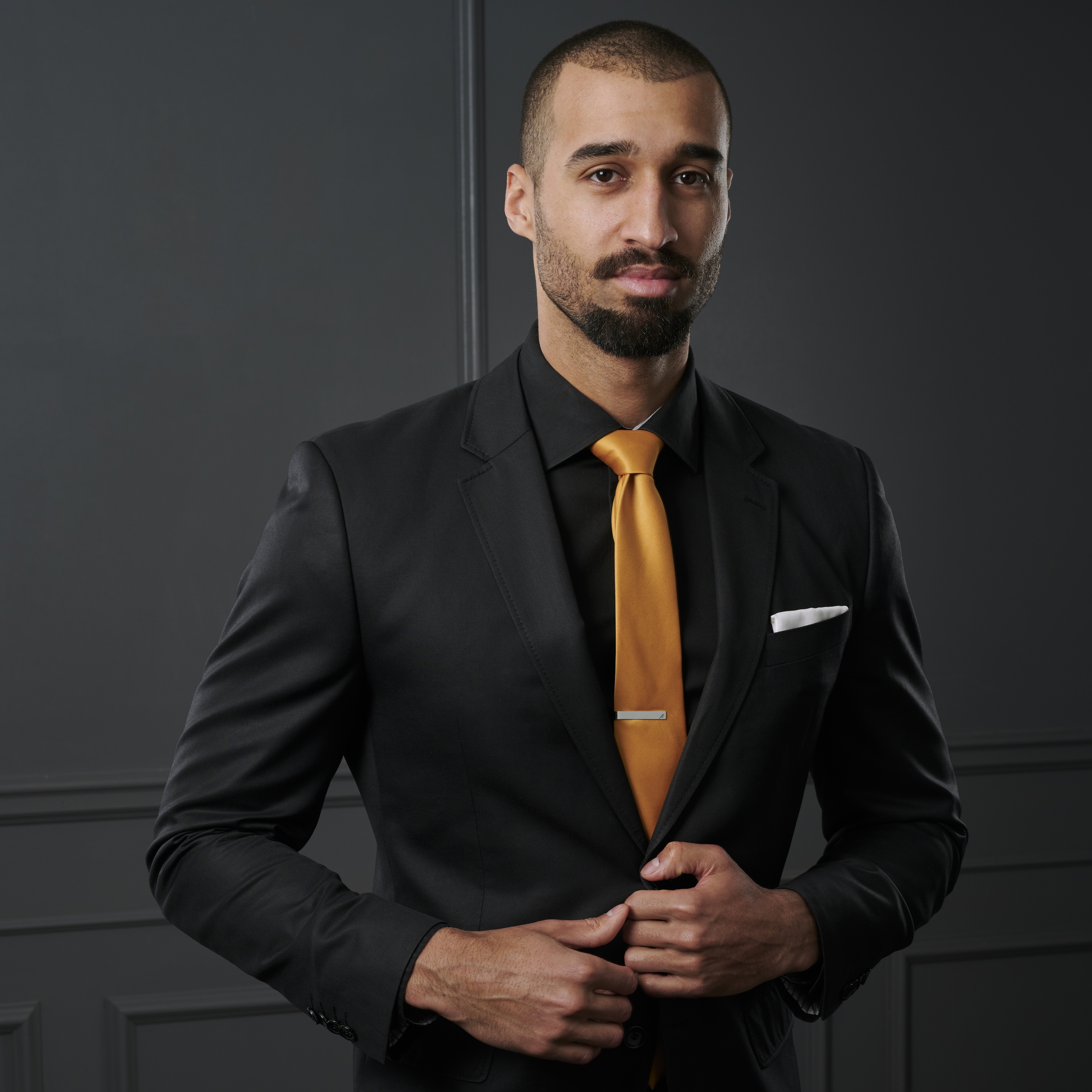 Herbstgelbe Basic Krawatte 8 cm  - 4