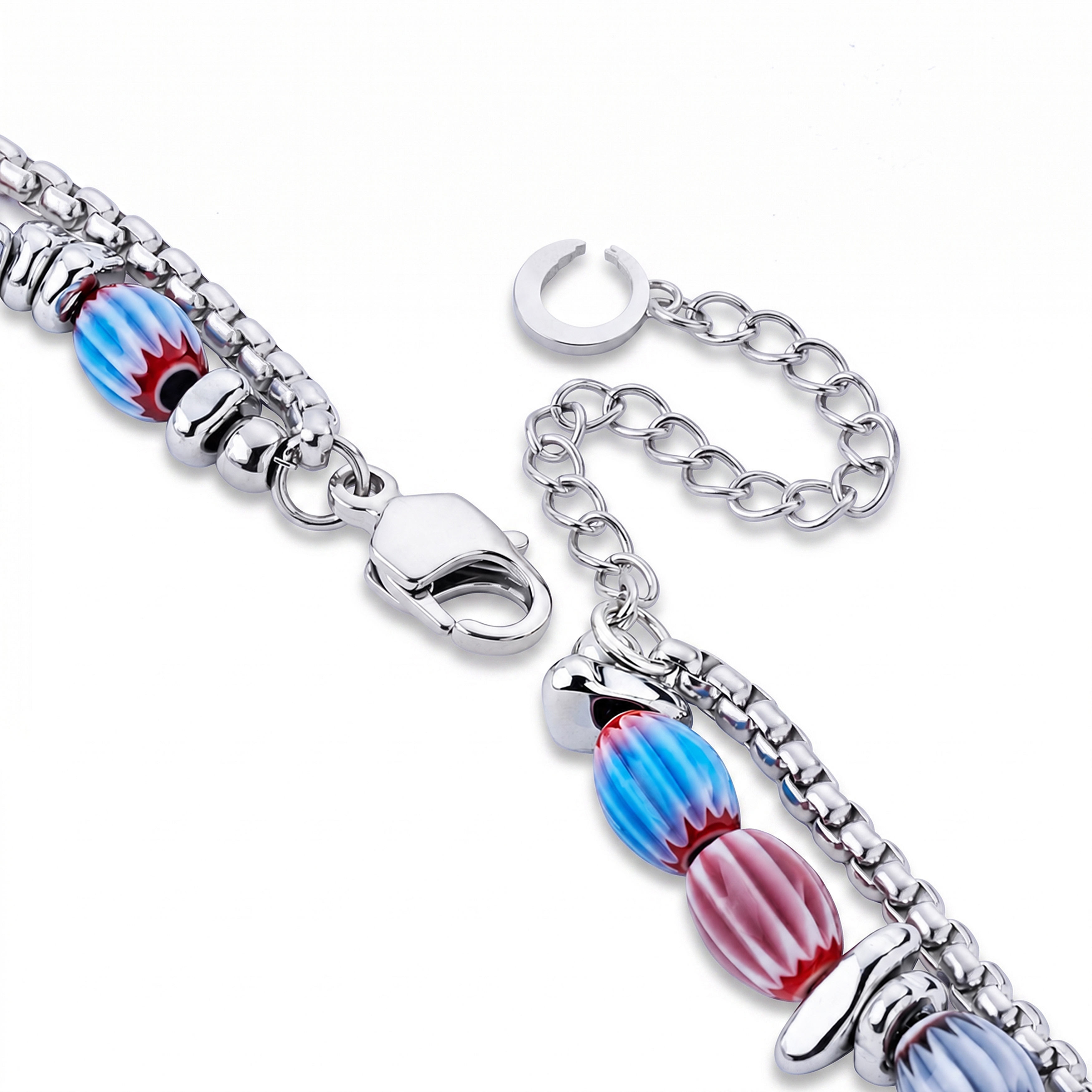Pearlmania | Spectrum Multicolour Glass Bead & Stainless Steel Spectrum Necklace - 3