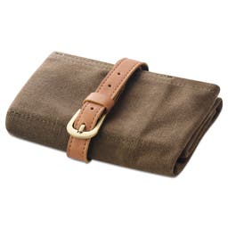 Olive Waxed Canvas Five Pocket Watch Roll