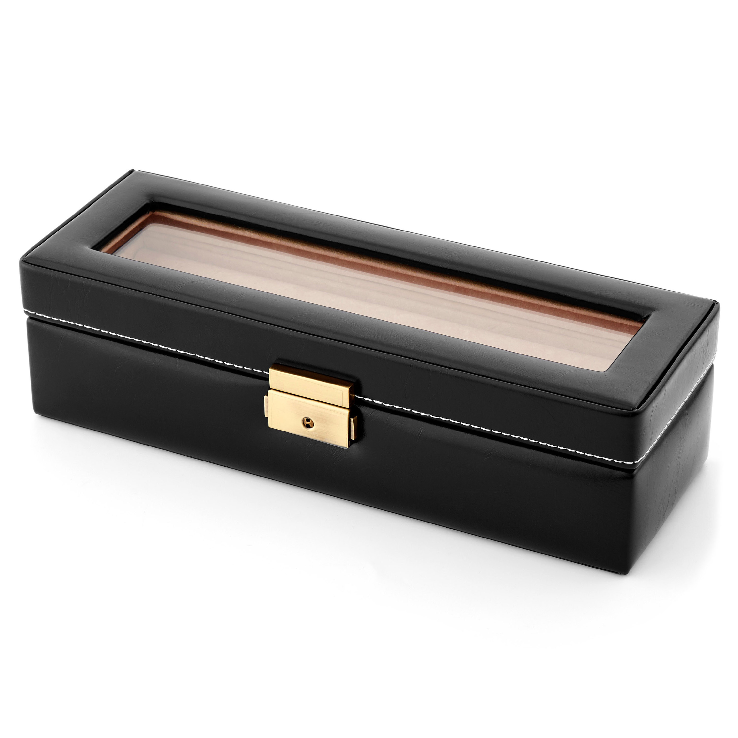 Klassische Schwarze Mini Kunstleder Manschettenknöpfe Box - 1