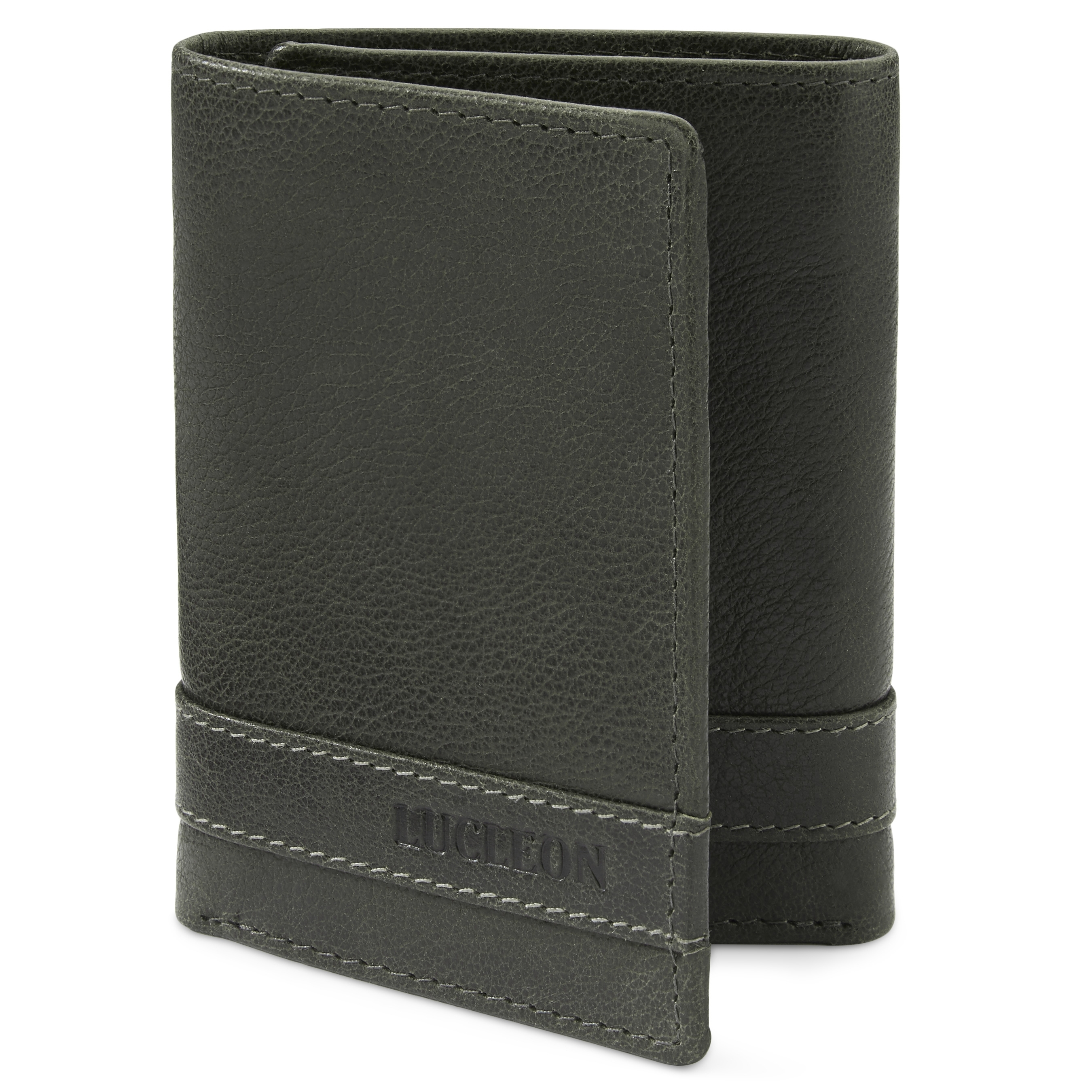 Cartera de cuero de triple pliegue en gris y marrón RFID Licio  - 1