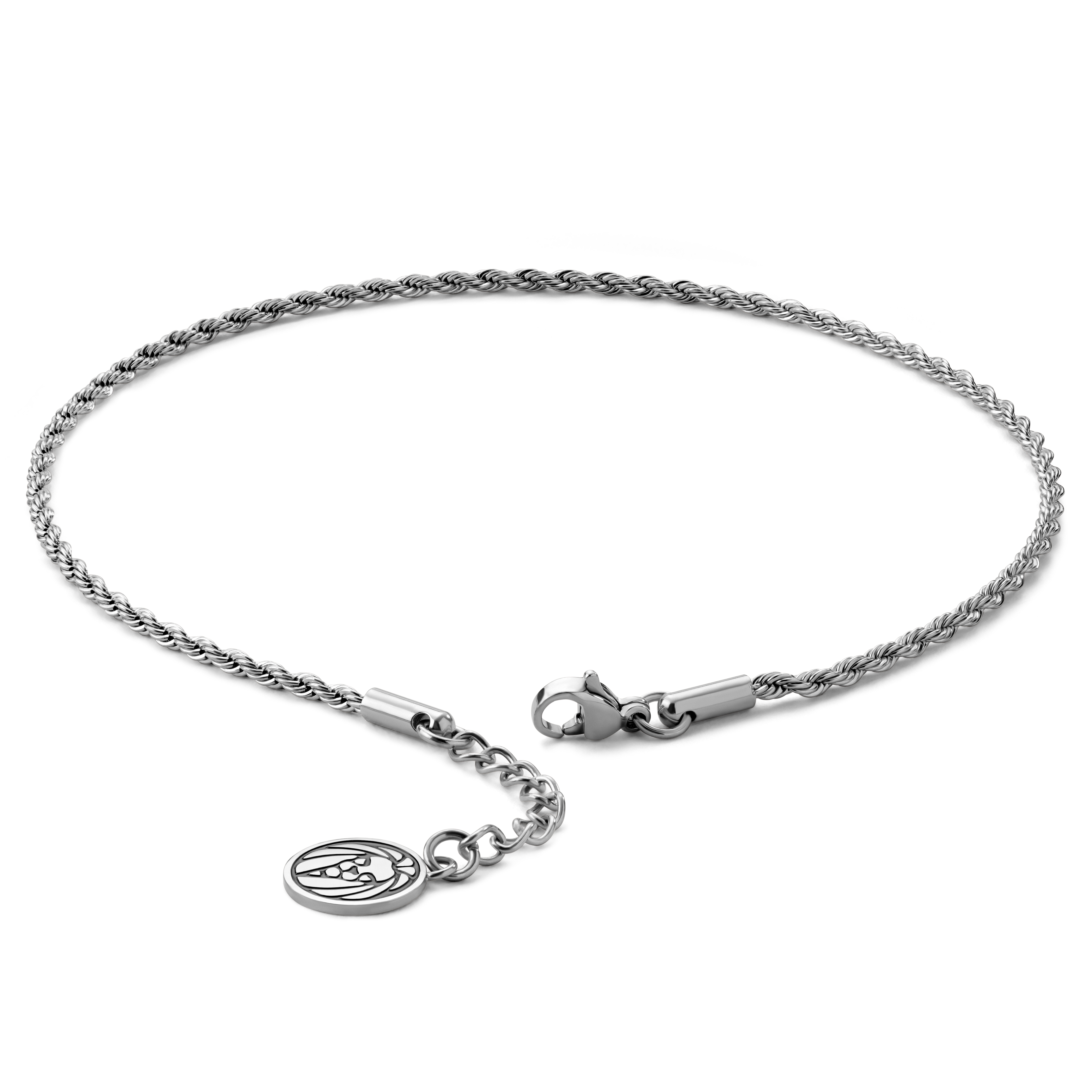 Bracelet de cheville pour hommes en acier inoxydable avec chaîne torsadée argentée - 2