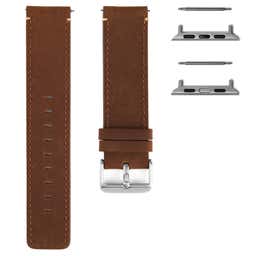 Tan Leather Watch Strap with Silver-Tone Adapter for Apple Watch (42/44MM)