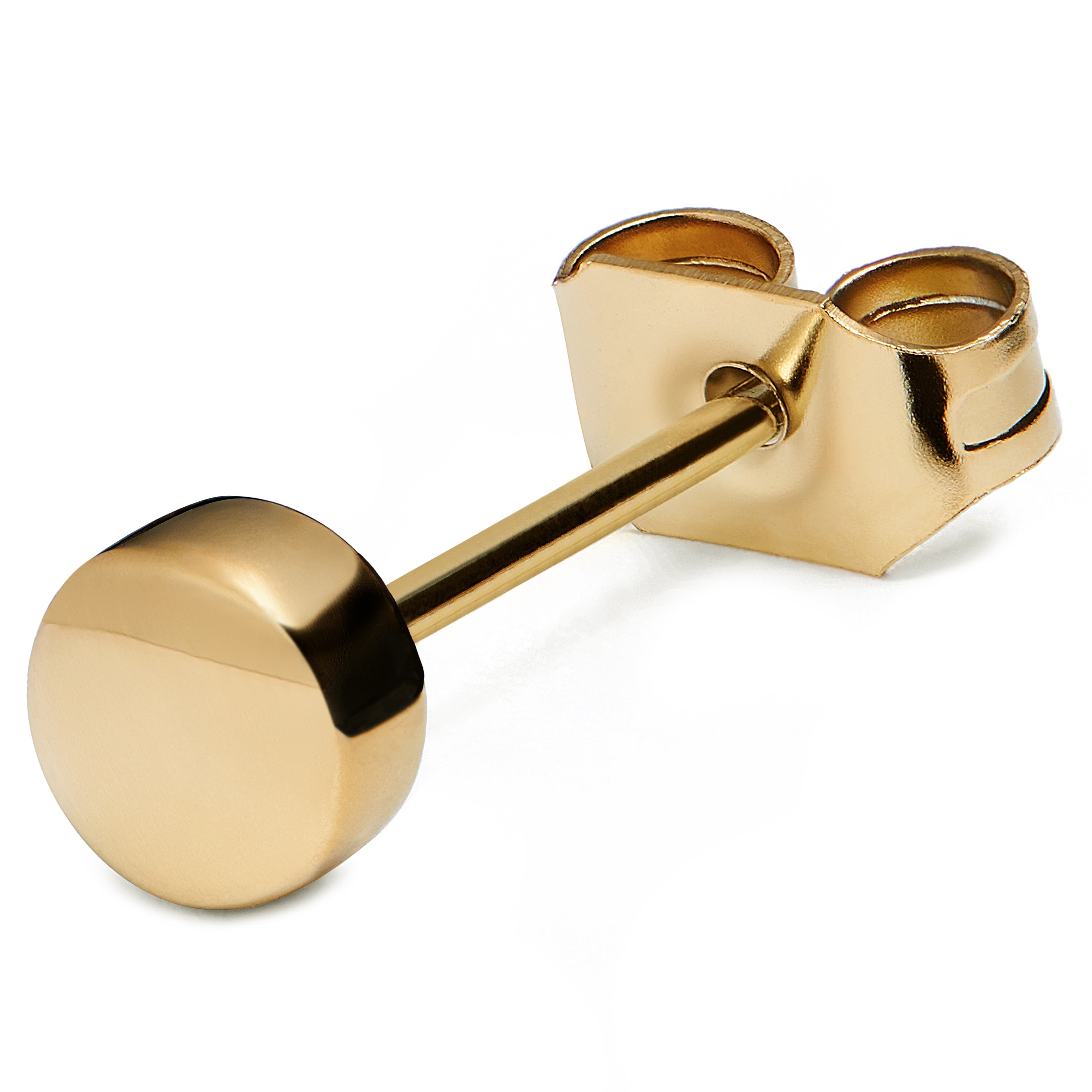 4mm Gold-Tone Steel Button Stud Earring