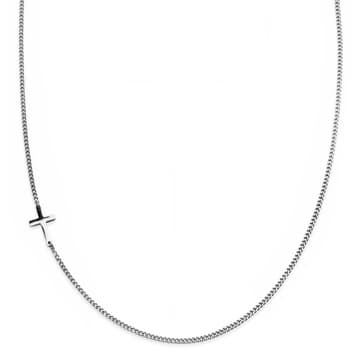 New Classics | Collier à maille gourmette en acier inoxydable argenté avec pendentif croix - 2 mm New Classics | Collier à maille gourmette en acier inoxydable argenté avec pendentif croix - 2 mm