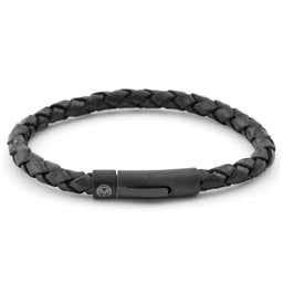 Black Braided Leather Cord Bracelet
