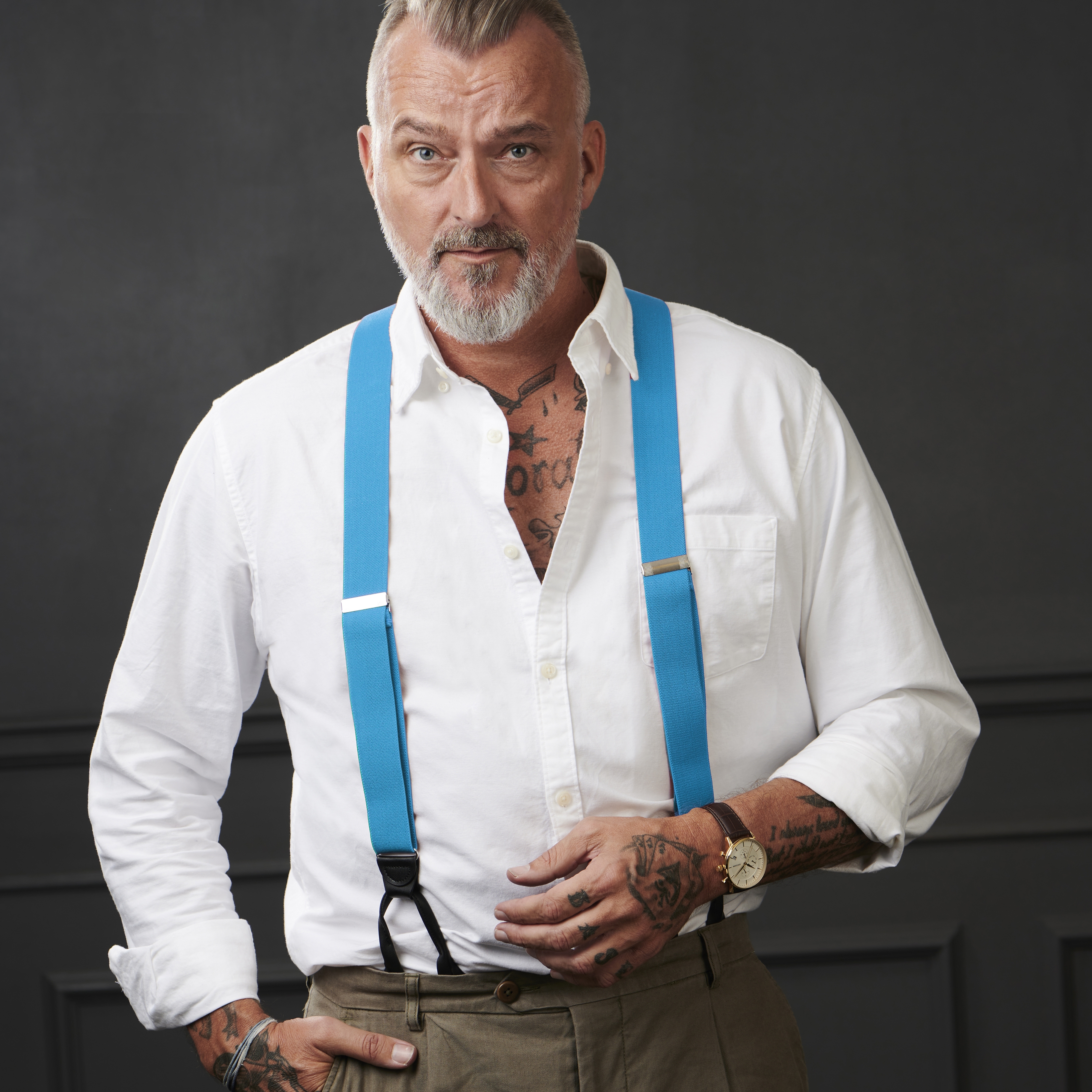 Bretelles larges à boutons - couleur bleu ciel - 6