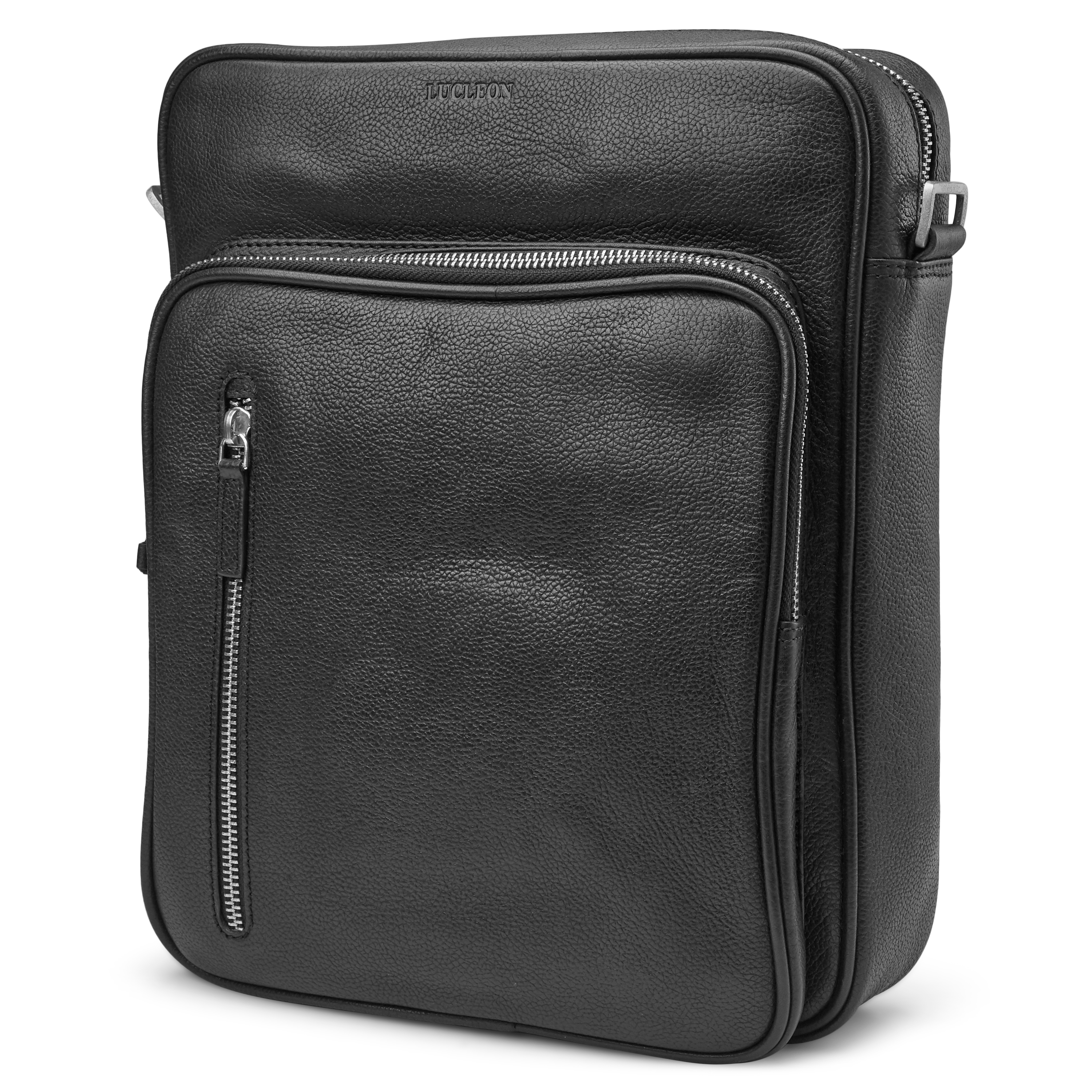 Bolso reportero de cuero negro Lev - 1