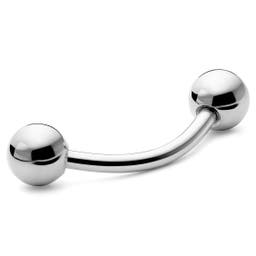 1/3" (8 mm) Curved Ball-Tipped Silver-Tone Surgical Steel Barbell