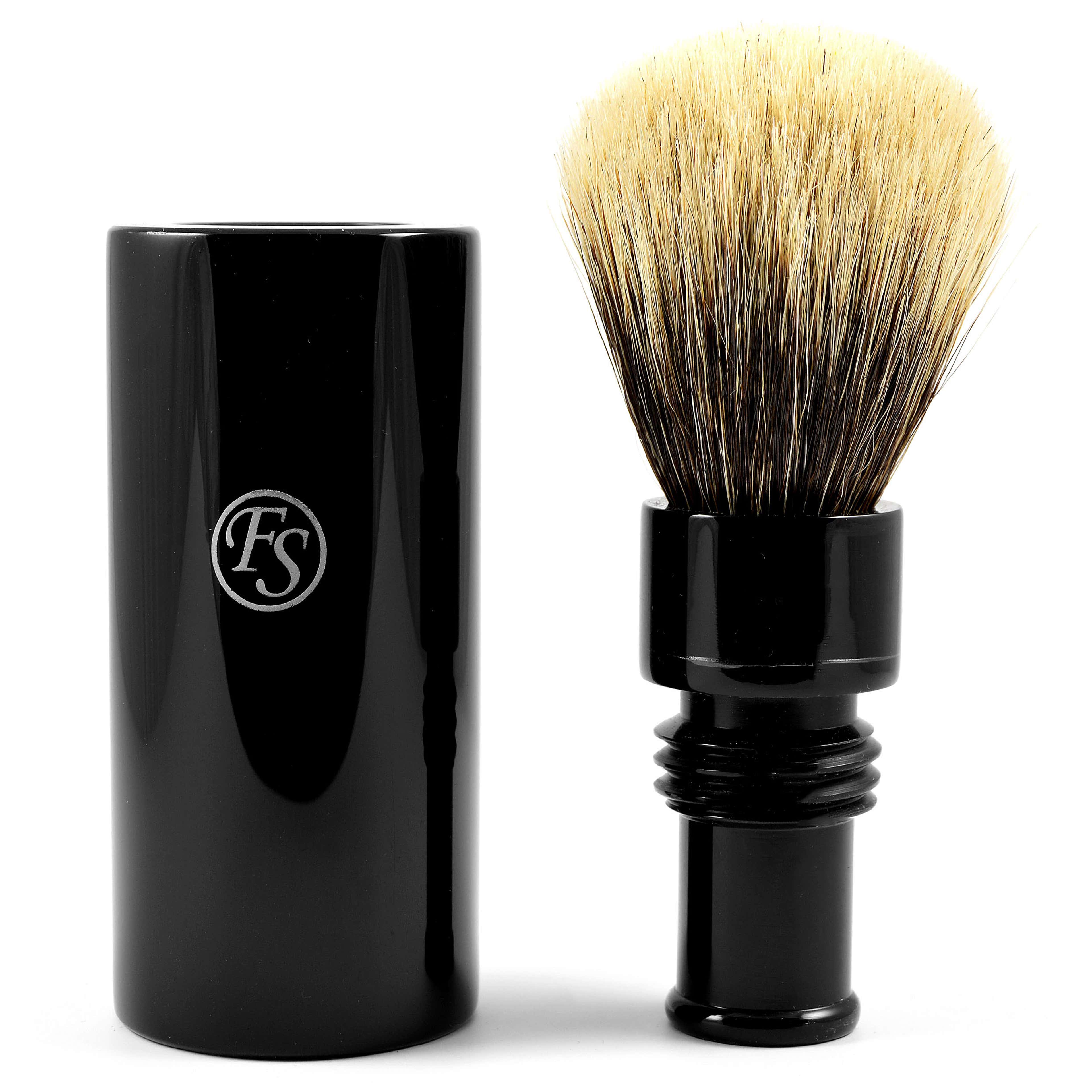Black Finest Badger Travel Shaving Brush