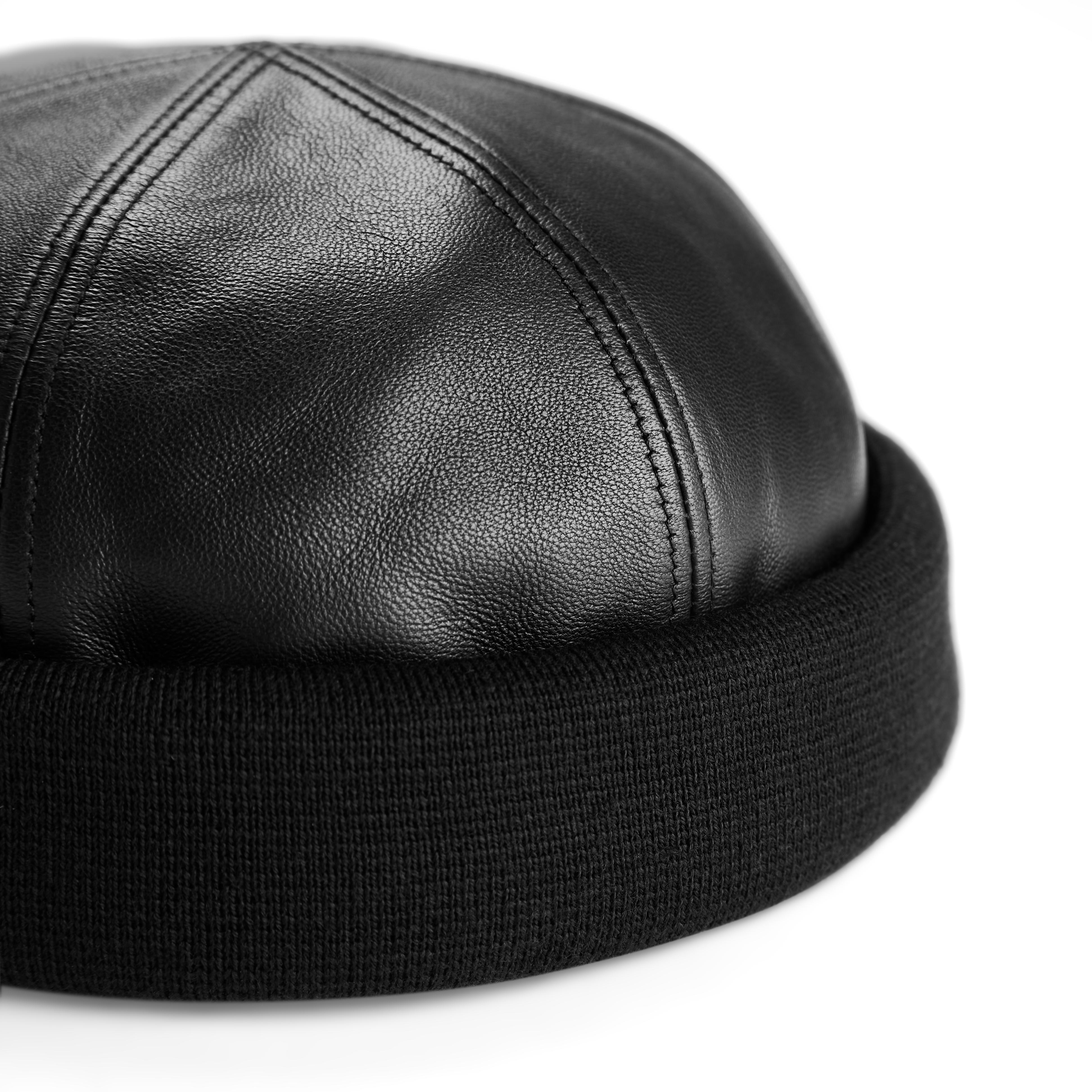Lacuna | Black Leather Docker Hat - 5