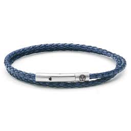 Collins | 1/8" (3 mm) Navy Blue Woven Leather Wrap Bracelet