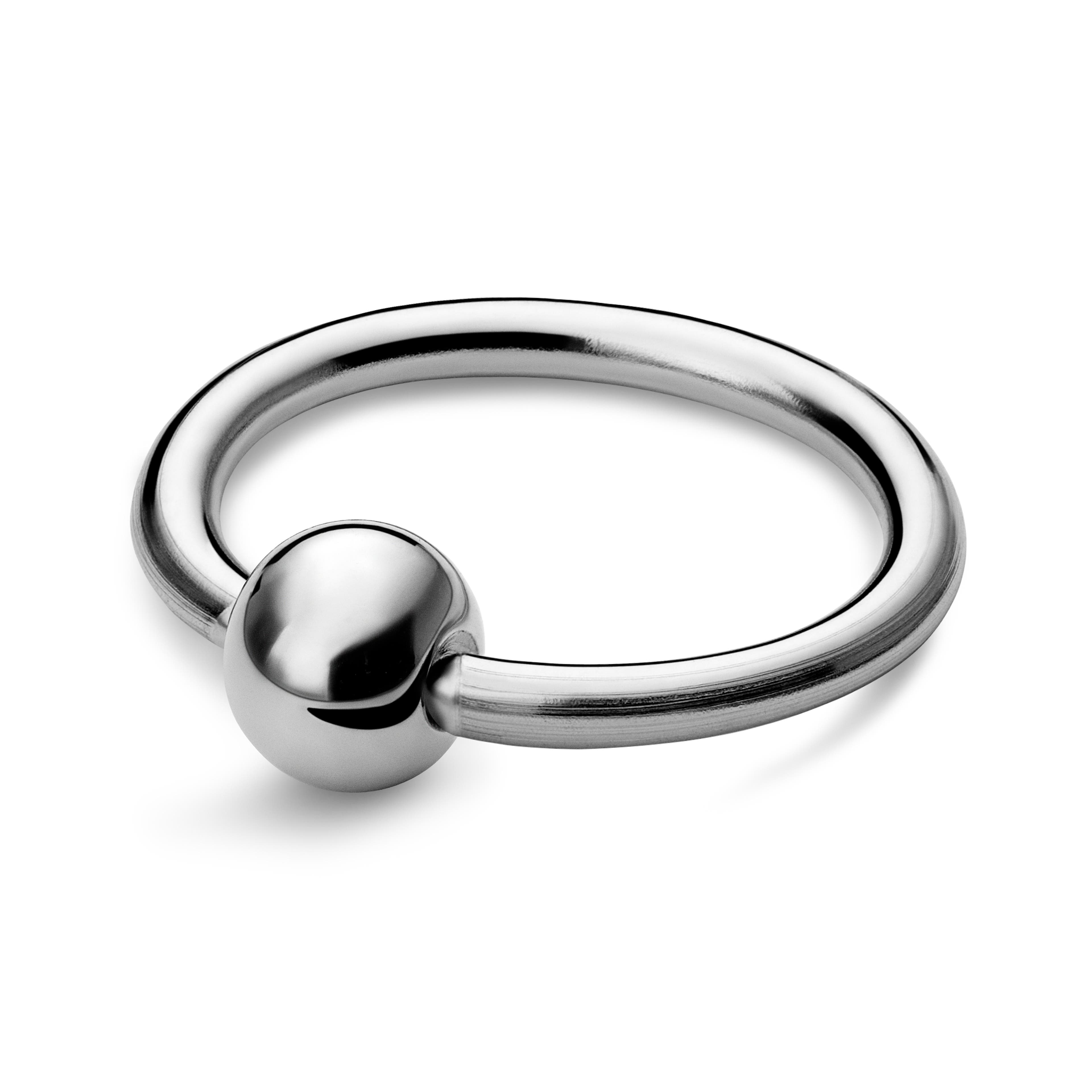 8 mm Silberfarbener Titan-Ring mit eingefasster Perle