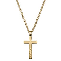 Gold-Tone With Inlined Cross Cable Chain Necklace