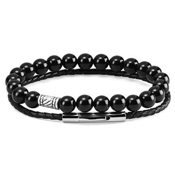 Fario Black Blank Stone Bracelet Set Fario Black Blank Stone Bracelet Set