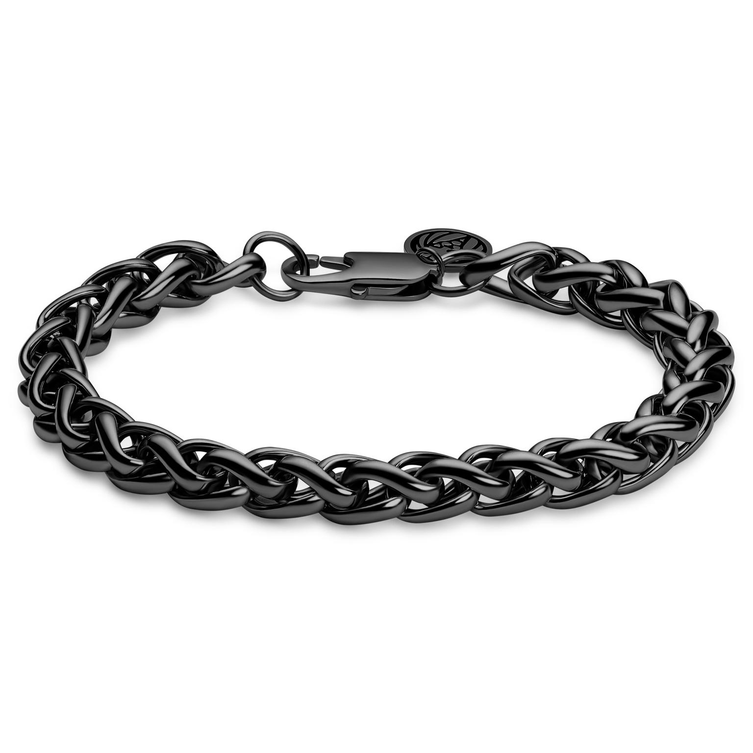 Essentials | 8 mm Gunmetal Black Wheat Chain Bracelet Essentials | 8 mm Gunmetal Black Wheat Chain Bracelet