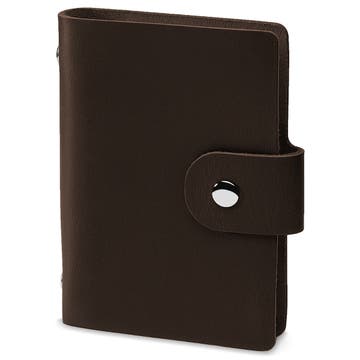 Notesbog | Mørkebrunt læder | Knap spænde