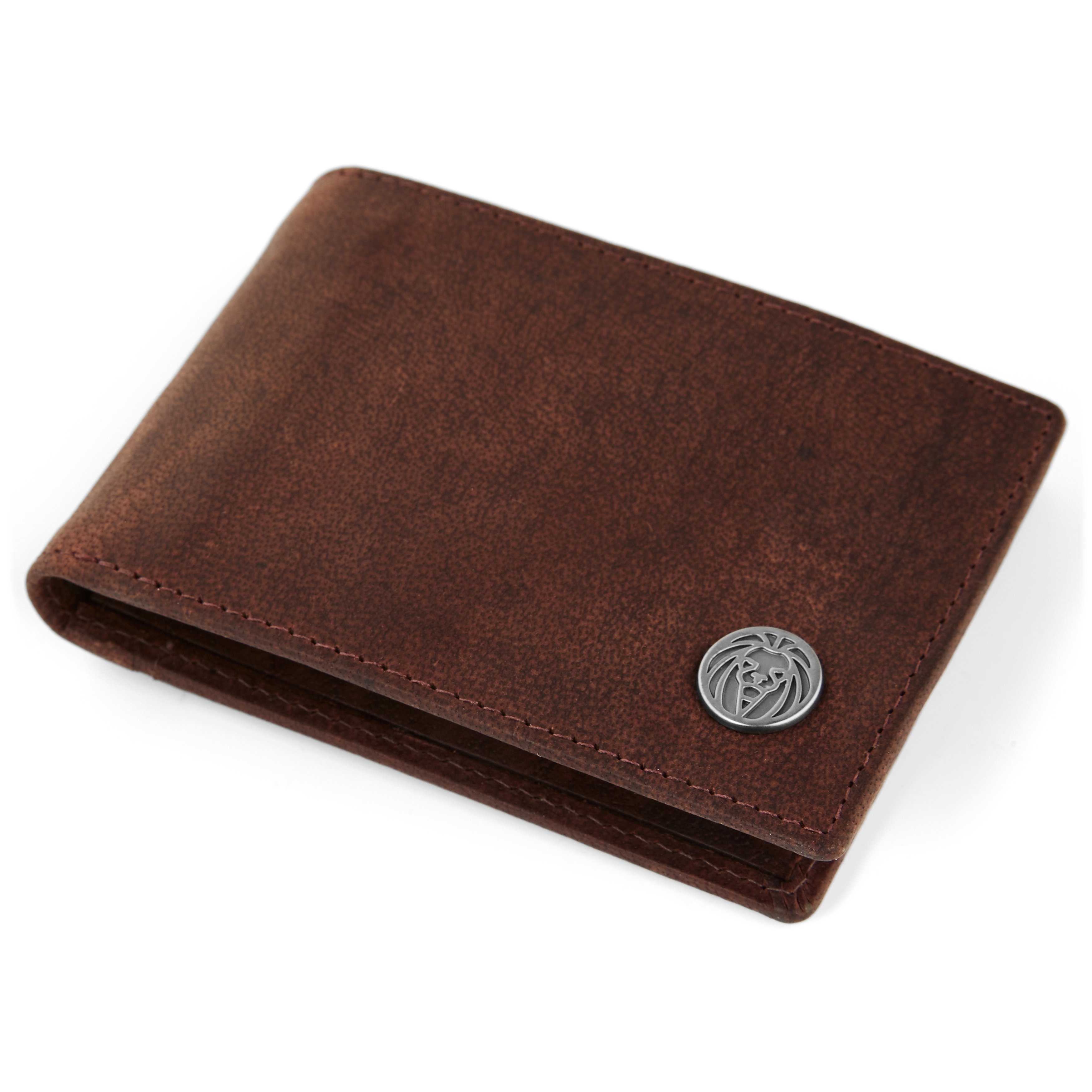 Tarjetero de cuero marrón, pequeño y clásico Oxford  - 4