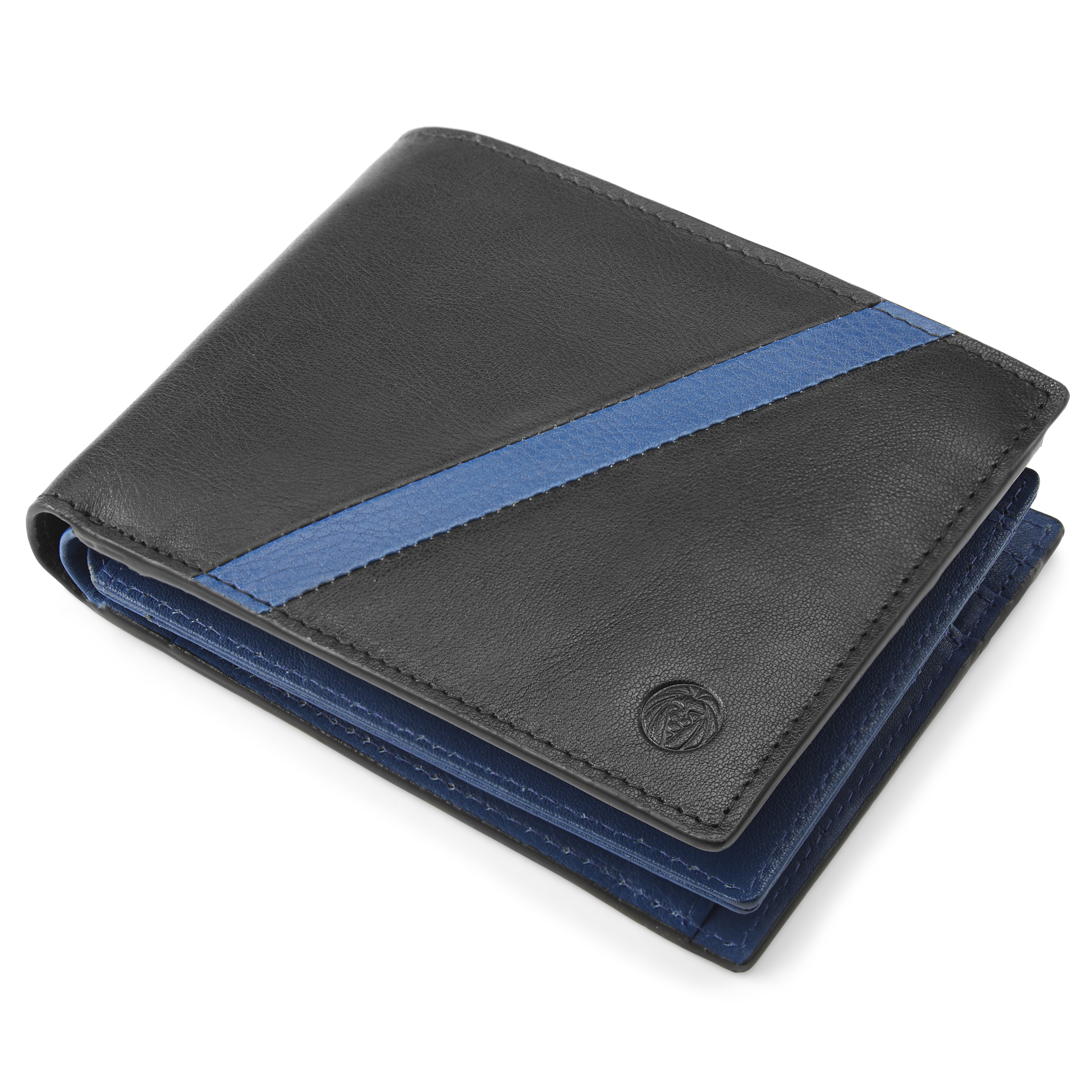 Lind Schwarze & Blaue Leder RFID Geldbörse - 9