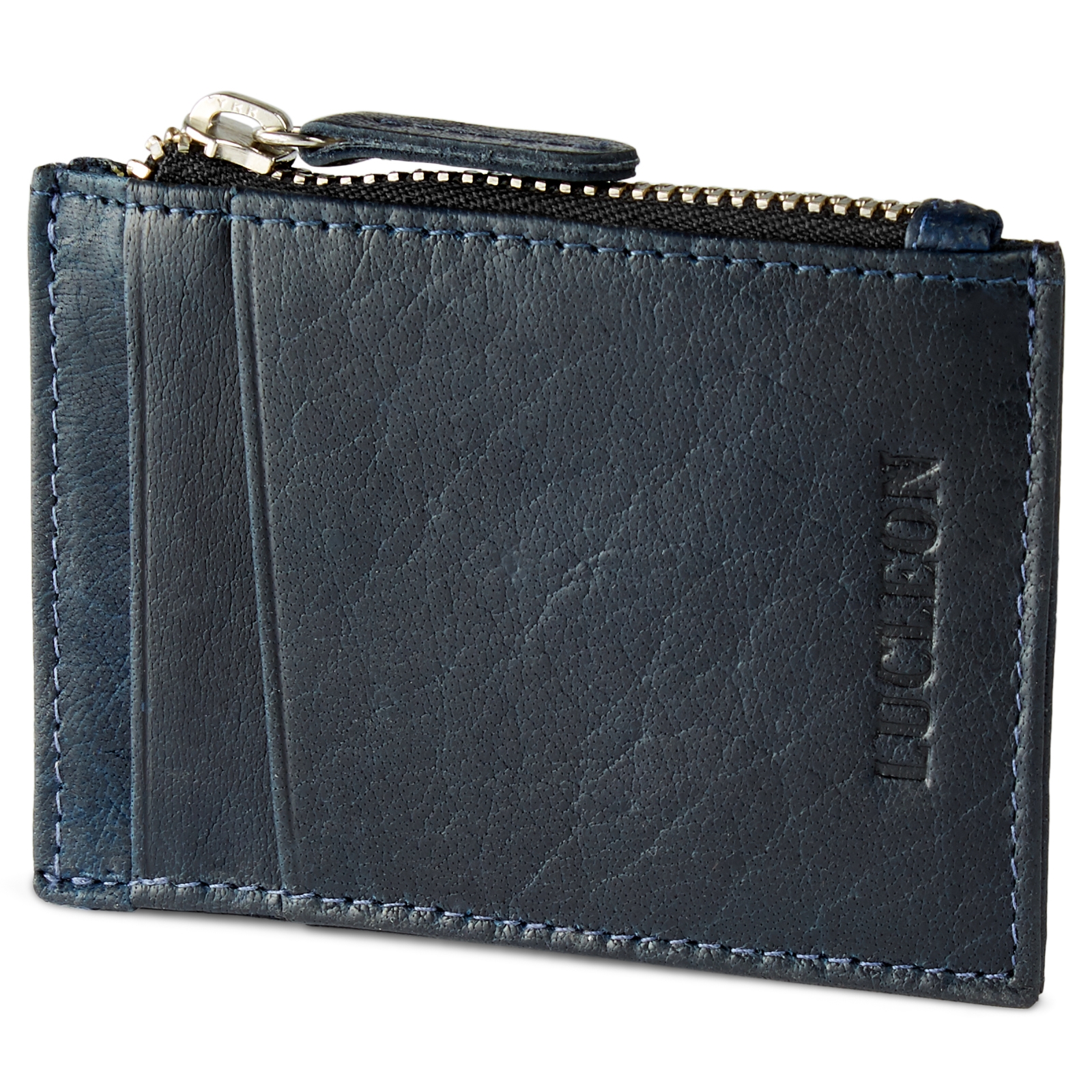 Cartera de cuero mini azul marino RFID Montreal - 1