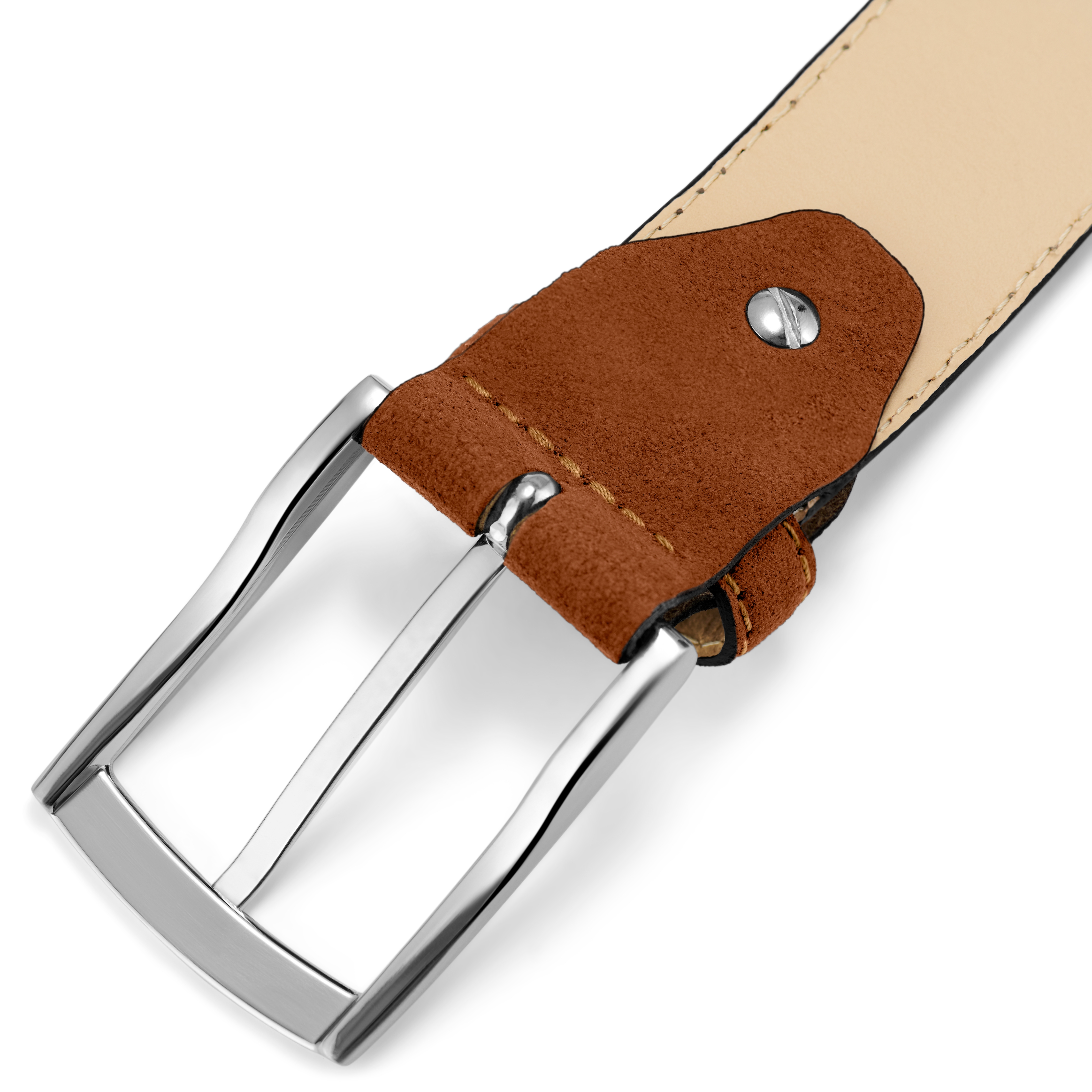 Classic Tan Suede Leather Belt - 5