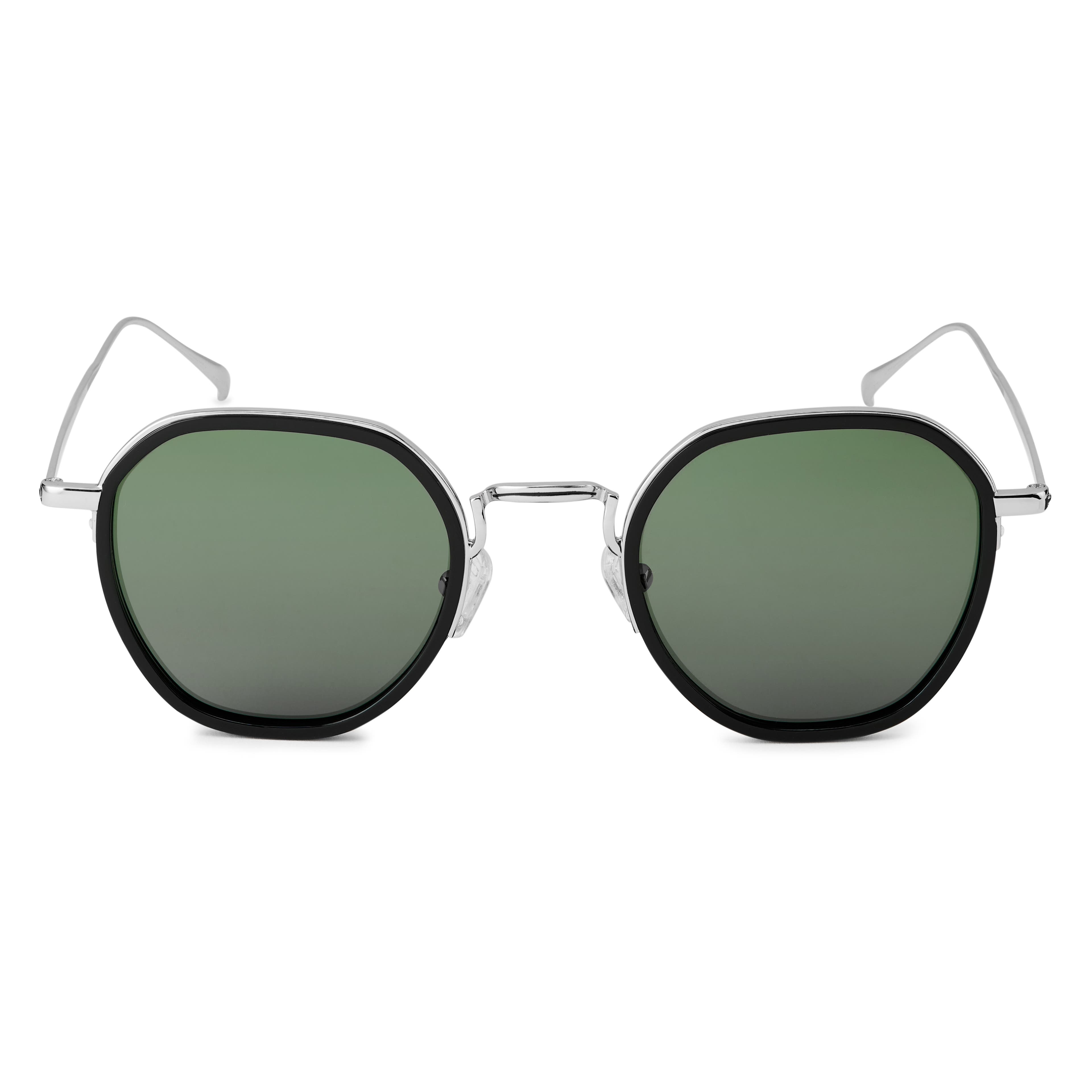 Óculos de Sol Gradientes Polarizados Prateados e Verdes Wylie Thea