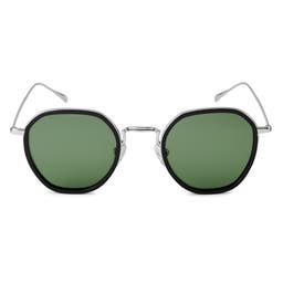 Thea | Silver-Tone & Green Gradient Stainless Steel Polarised Sunglasses