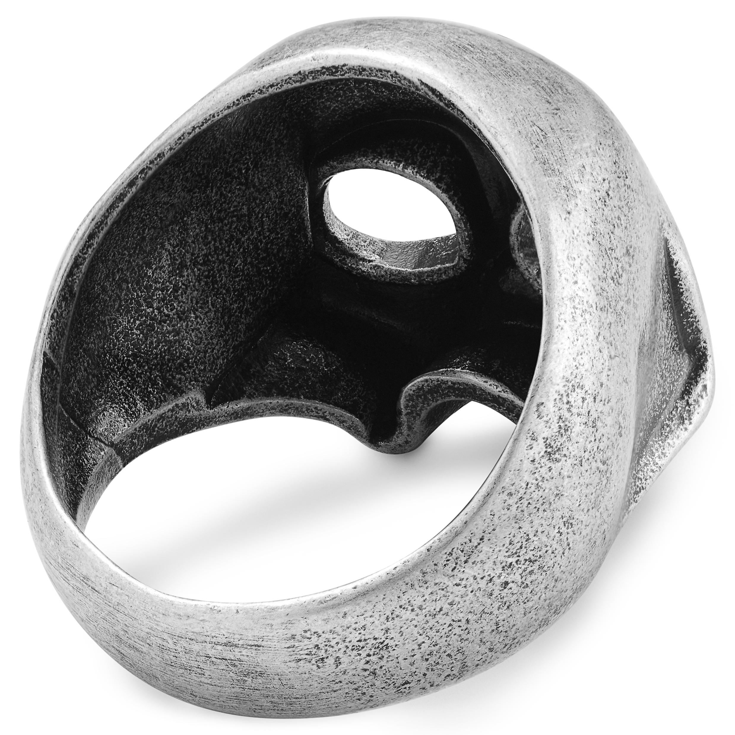 Aspero | Pečatný prsteň s lebkou v striebornej farbe z nehrdzavejúcej ocele - 3