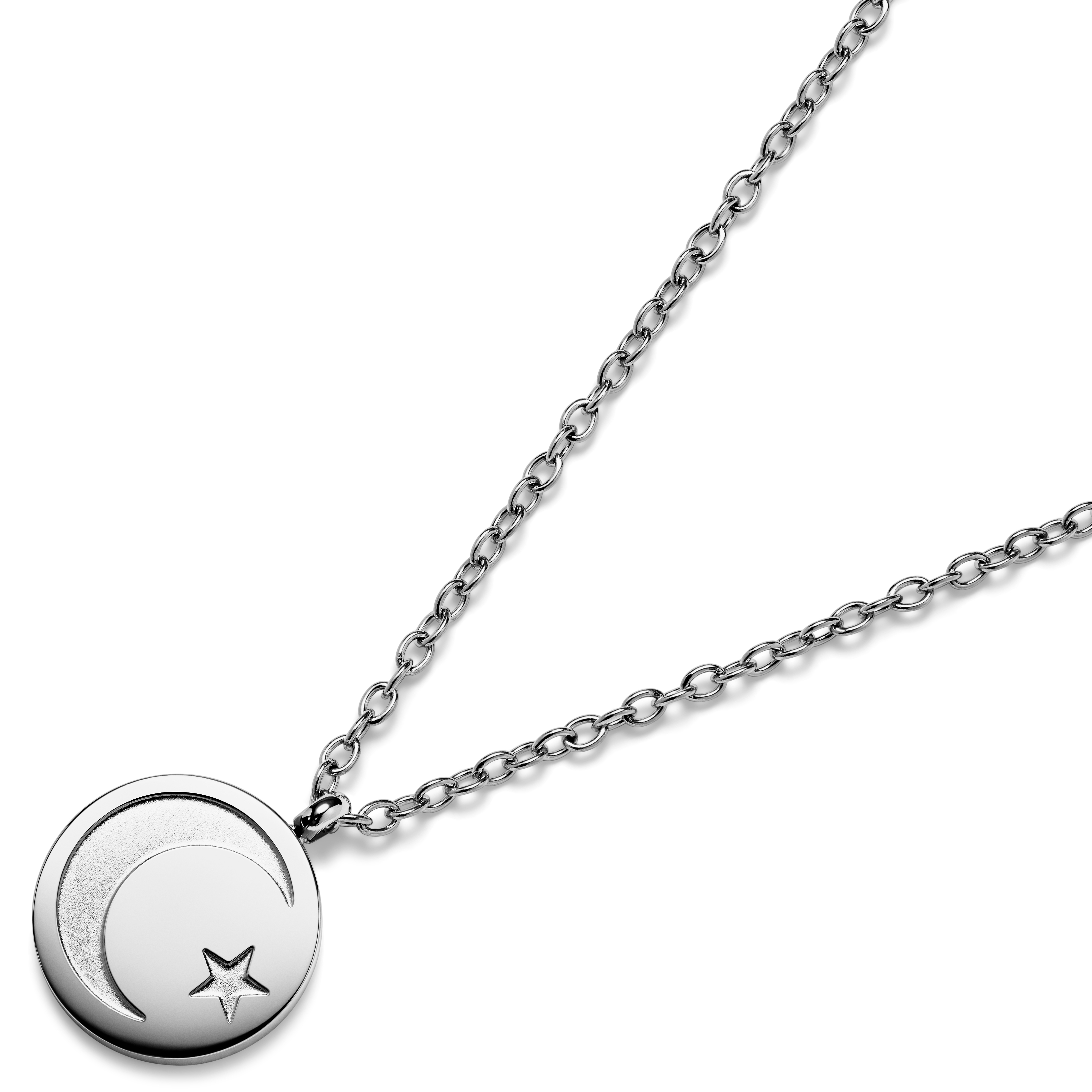 Unity | Collar con luna creciente y estrella plateado - 4