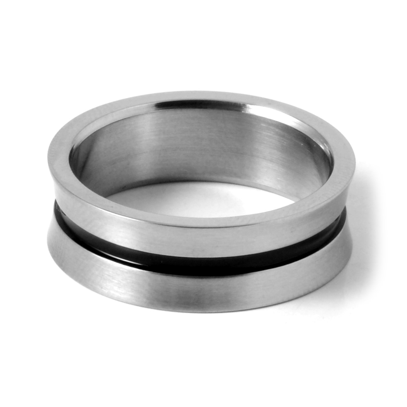 Kaareva musta raidallinen terässormus - 2