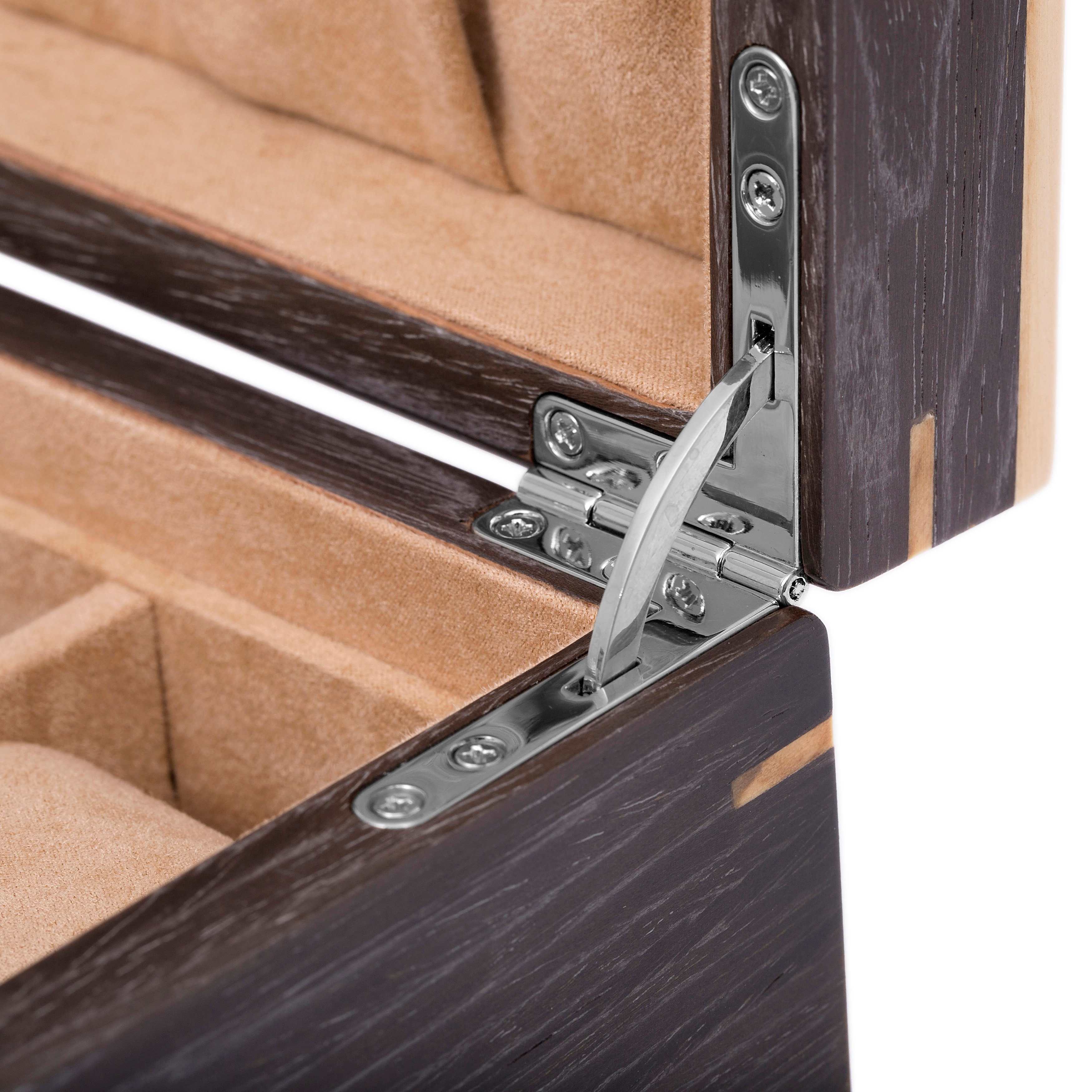 Сива орехова кутия за часовници - 5 часовника - 5