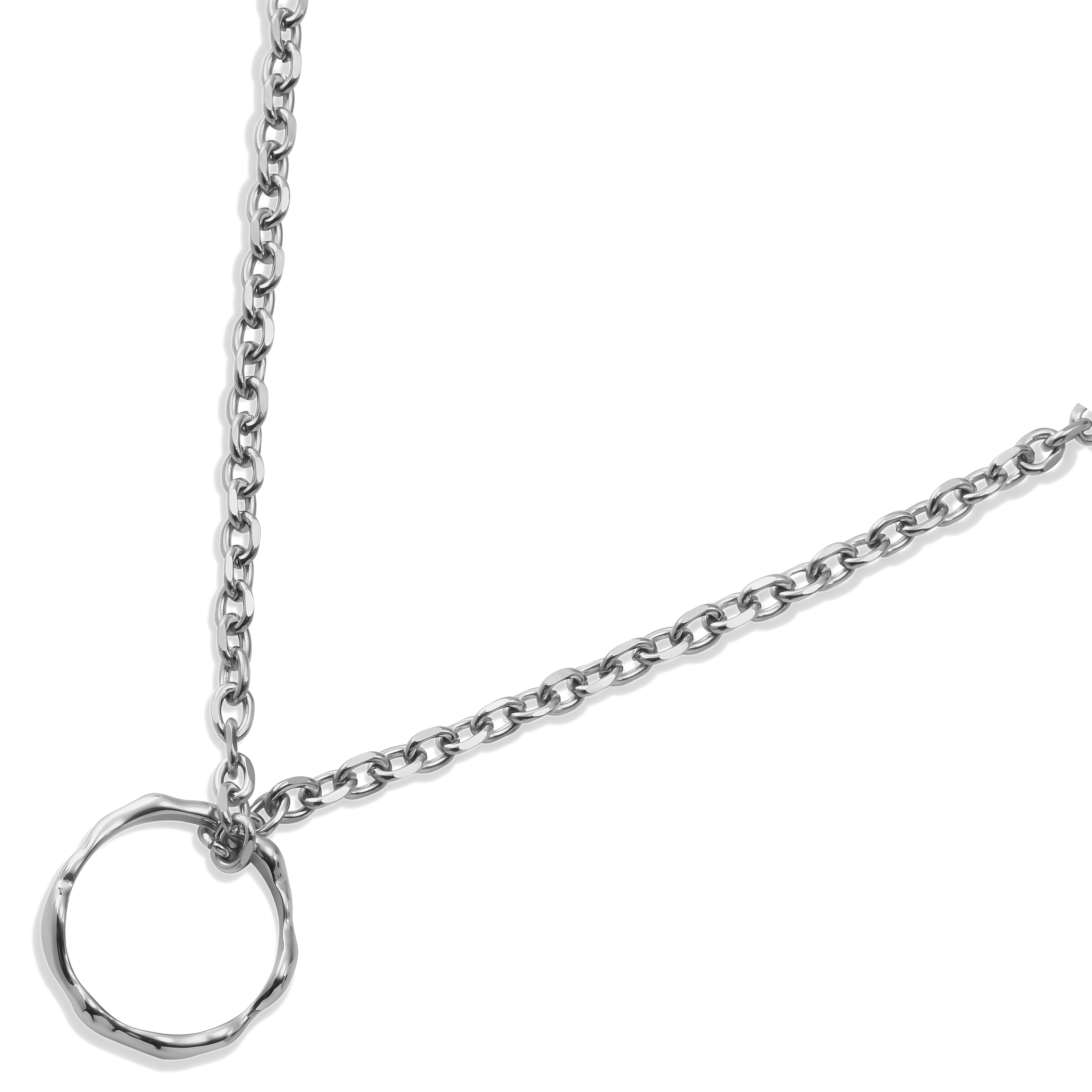 Magma | Verižica iz nerjavečega jekla srebrne barve z valovitim obročkom, širina 4mm
 - 2