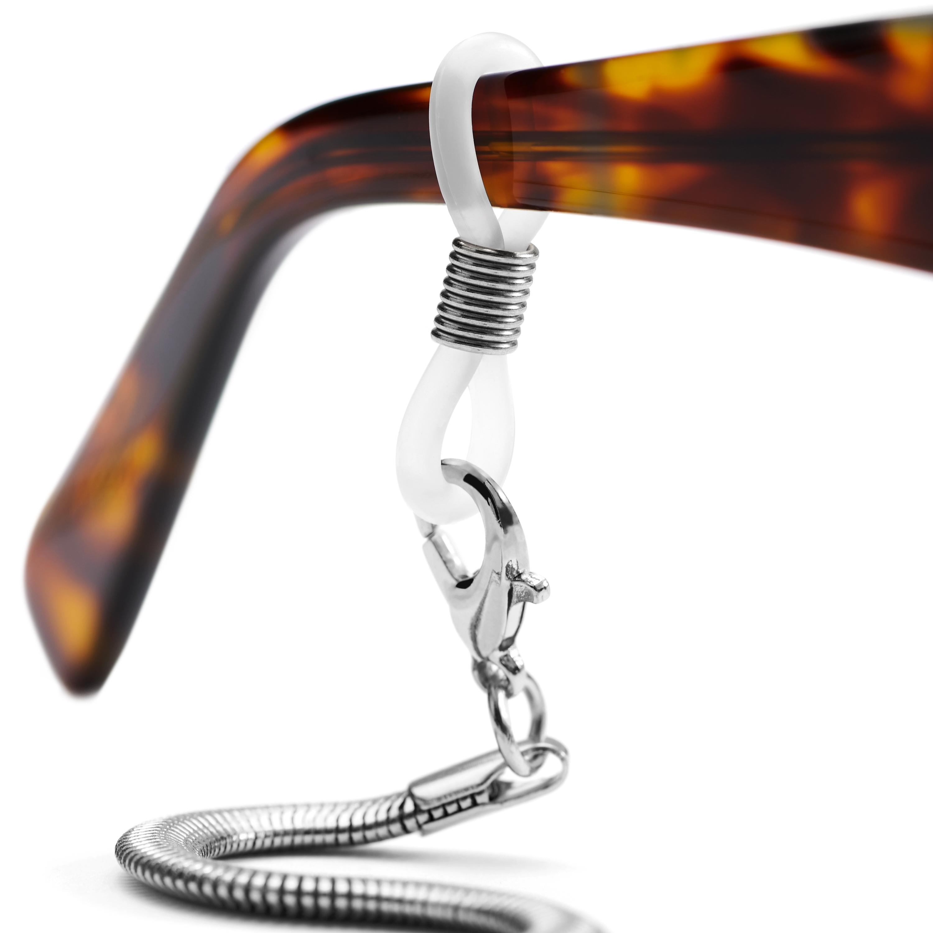 Zilverkleurige Roestvrijstalen Zonnebrilketting met Visgraat Schakels - 3