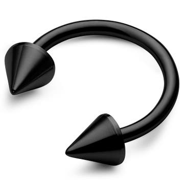 Piercing fer à cheval à pointes en acier chirurgical noir 12 mm Piercing fer à cheval à pointes en acier chirurgical noir 12 mm