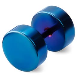 8 mm Blue Stainless Steel Fake Plug Earring
