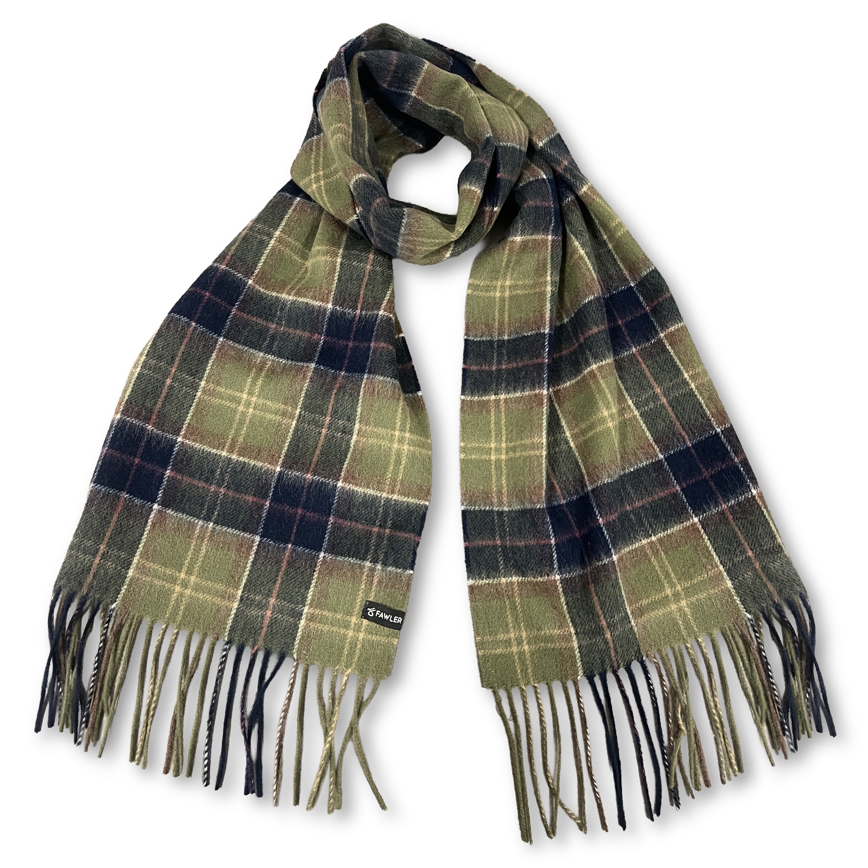 Highlands | Zeleno & modro károvaný vlnený lovecký šál