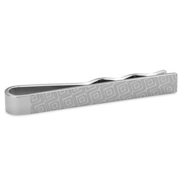 Geo Remix | Silver-Tone & Grey Patterned Stainless Steel Tie Bar